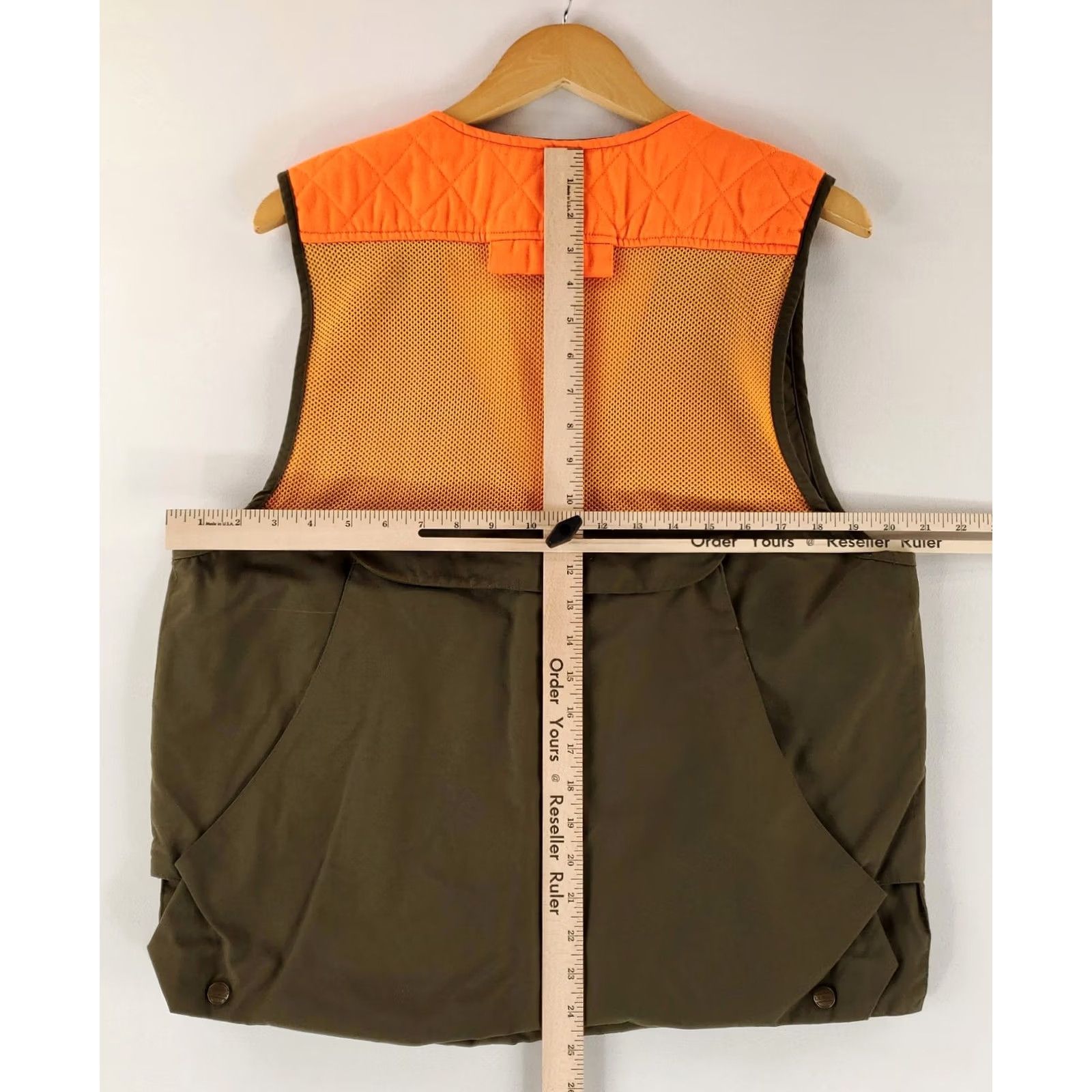 Vintage VINTAGE LL Bean Vest Hunting Nylon Blaze Orange Olive Green Mens M Size 40R - 7 Thumbnail