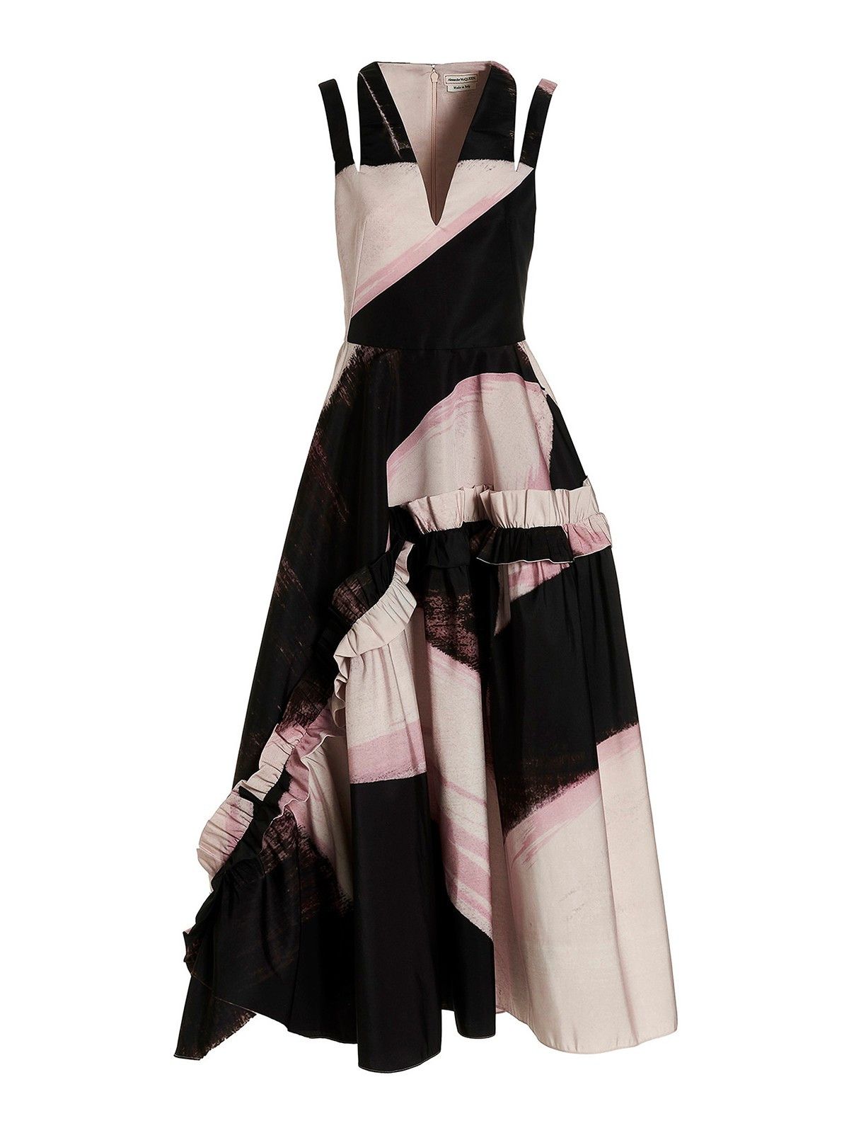 Alexander McQueen o1y0325 Midi Dress in Black & Pink Size M / US 6-8 / IT 42-44 - 1 Thumbnail