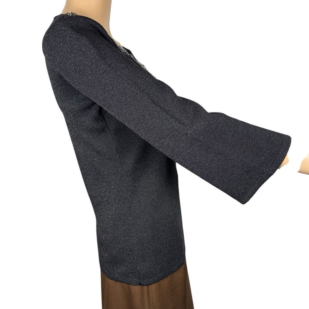 Other New Vintage Joseph A Black Sparkle Neck Embellished Sweater Size M / US 6-8 / IT 42-44 - 3 Thumbnail