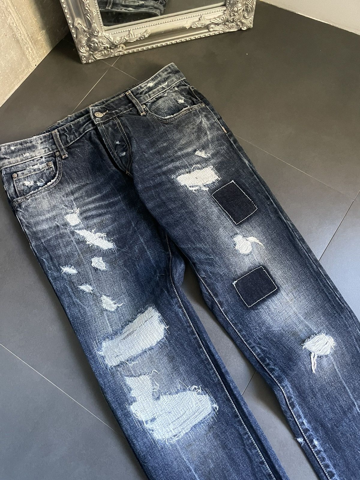 Japanese Brand Vintage Japanese Patchwork Boro Distressed Denim Size US 32 / EU 48 - 3 Thumbnail