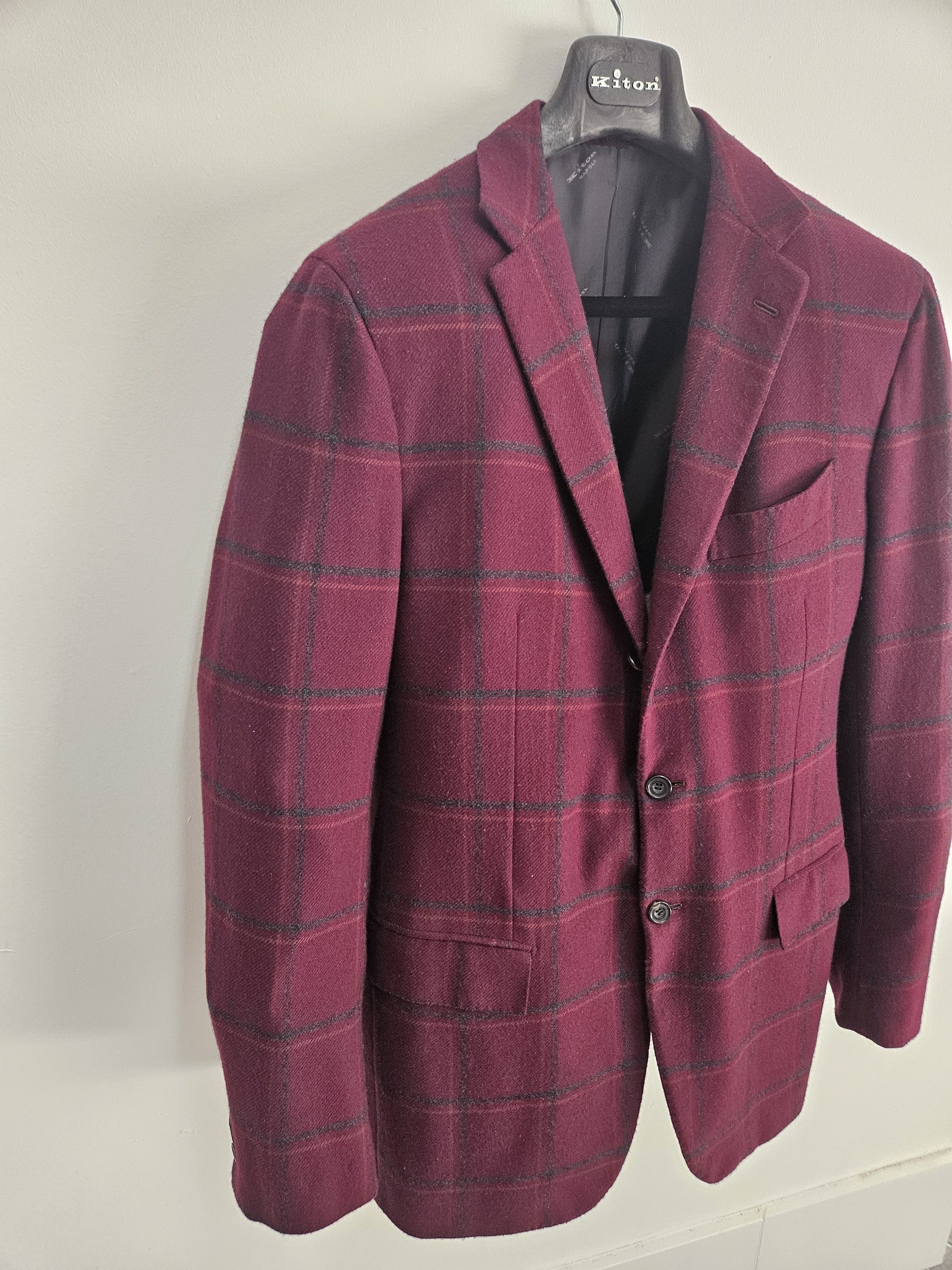 Kiton Kiton Napoli 100% Cashmere Sport Coat Burgundy Italy Size 46L - 2 Thumbnail