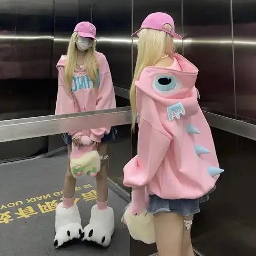 Japanese Brand × Vintage New Dinosaur Sweatshirt Oversized Autumn and Winter Gothic Size ONE SIZE - 3 Thumbnail