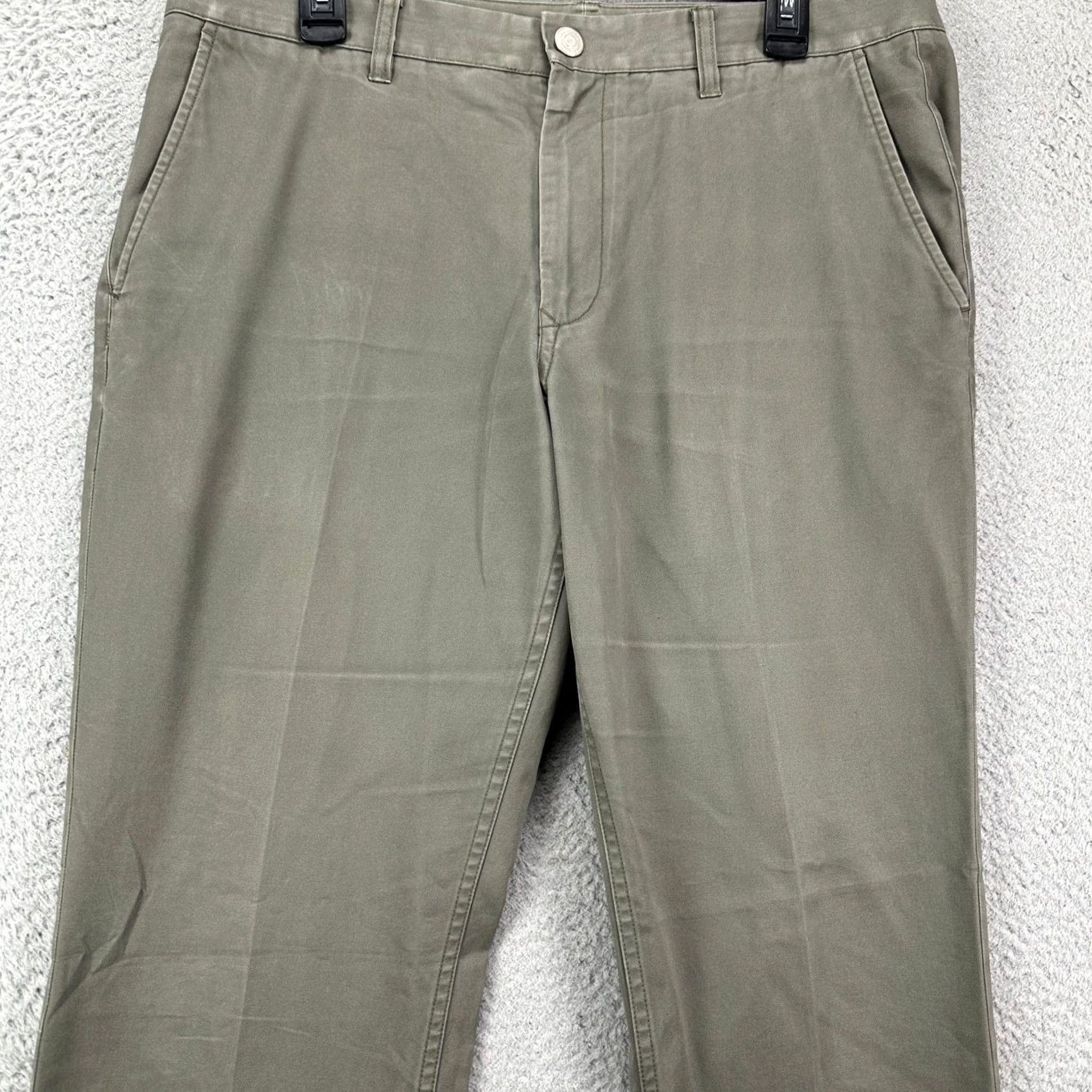 Bonobos Bonobos Khakis Pants Mens 35X32 Olive Green Slim Fit Flat Front Straight Leg Size US 35 - 3 Thumbnail