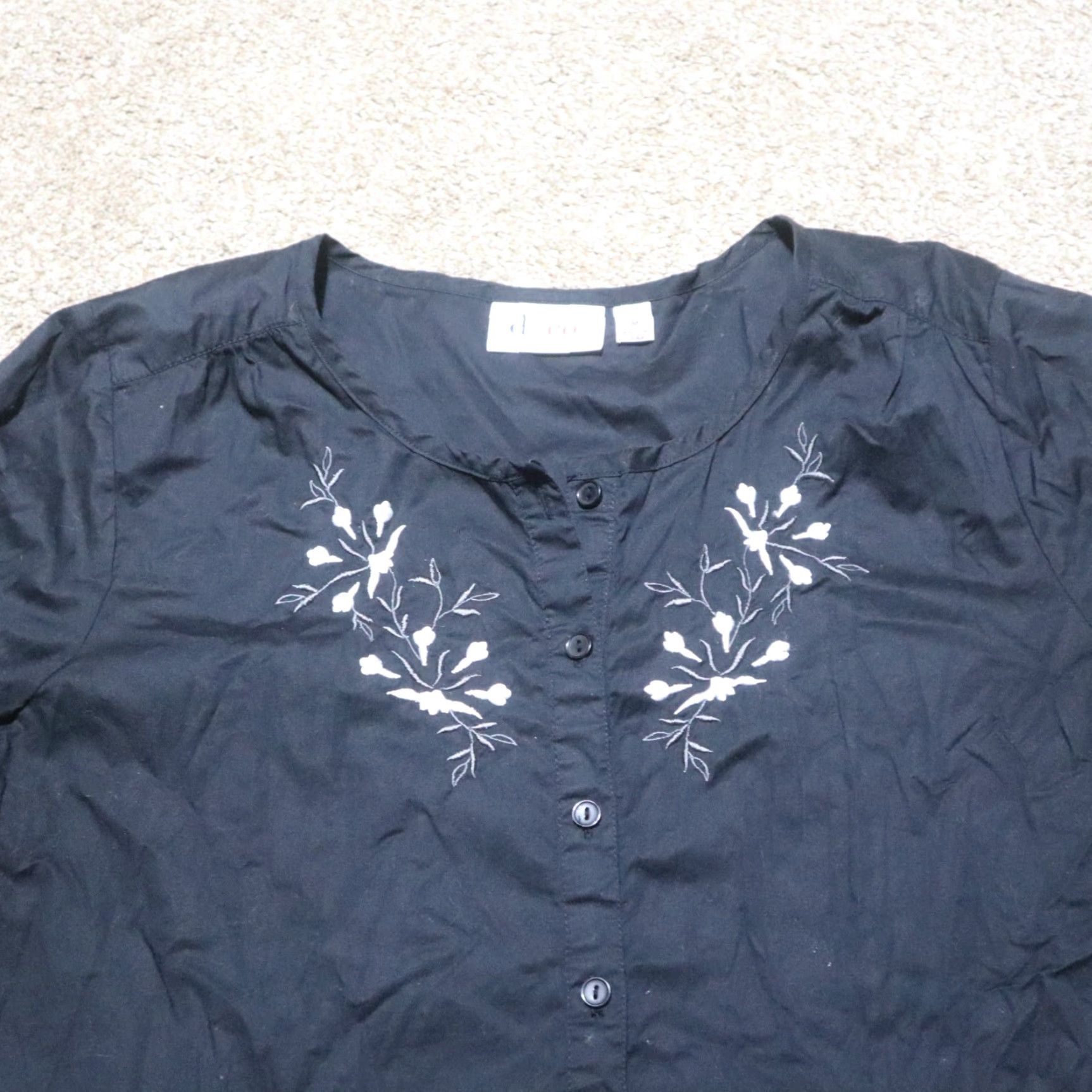 Vintage D & Co Shirt Floral Garden Black Button-Up Adult Women's M Medium 3/4 Sleeve Size M / US 6-8 / IT 42-44 - 2 Thumbnail