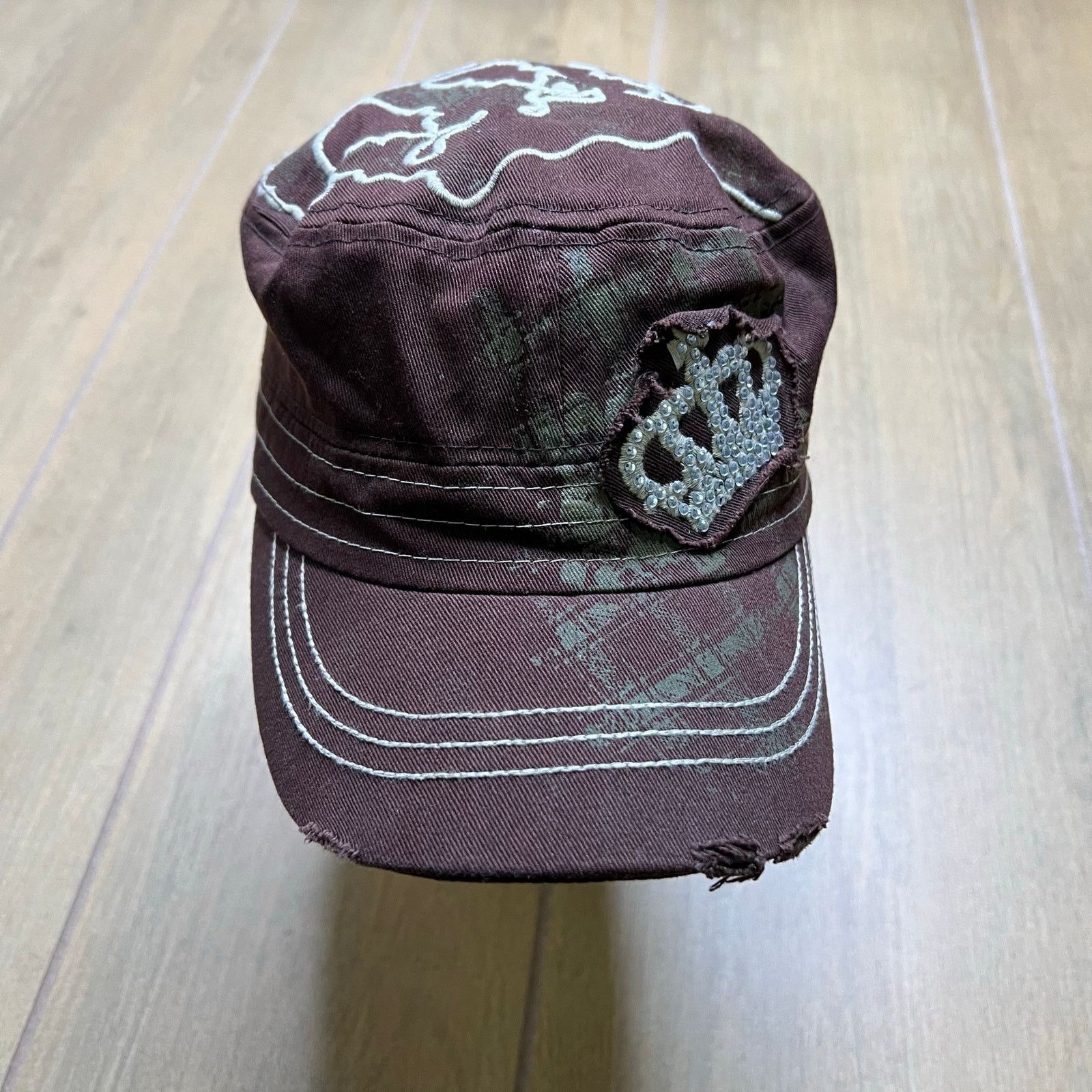 Vintage Y2K Leader Original Womens Brown Crown Rhinestone Cap Size ONE SIZE - 5 Thumbnail