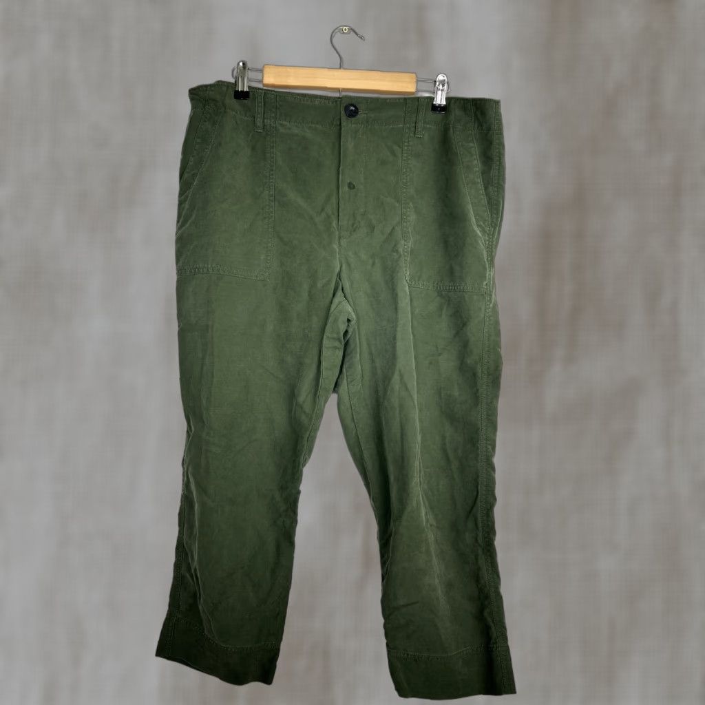 Lauren Ralph Lauren Womens Pants Capri Army Green Lyocell Cotton Blend Size 16