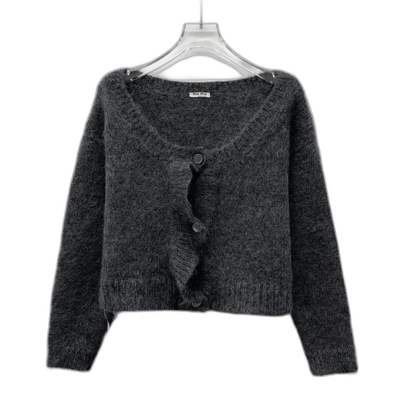Miu Miu Miu Miu Dark Gray Knit Cardigan Sweater Size S / US 4 / IT 40 - 1 Thumbnail