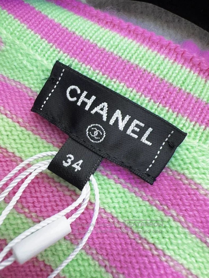 Chanel Chanel 25s new pink and green striped lace knitted cardiga Size XXS / US 00 / IT 34 - 6 Thumbnail
