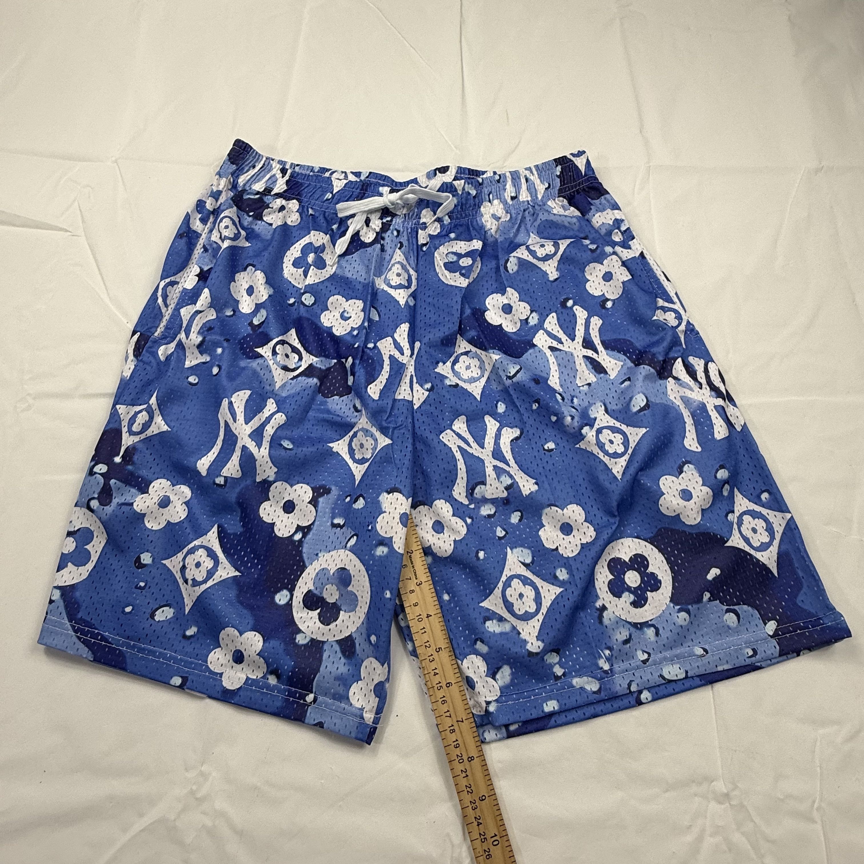 Other Mens Blue NY Yankees Monogram Mesh Basketball Shorts XXL Size US 40 / EU 56 - 2 Thumbnail