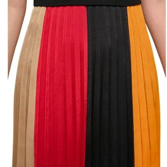 Karl Lagerfeld KARL LAGERFELD PARIS Women's Colorblocked Pleated Midi Dress Size XL / US 12-14 / IT 48-50 - 7 Thumbnail