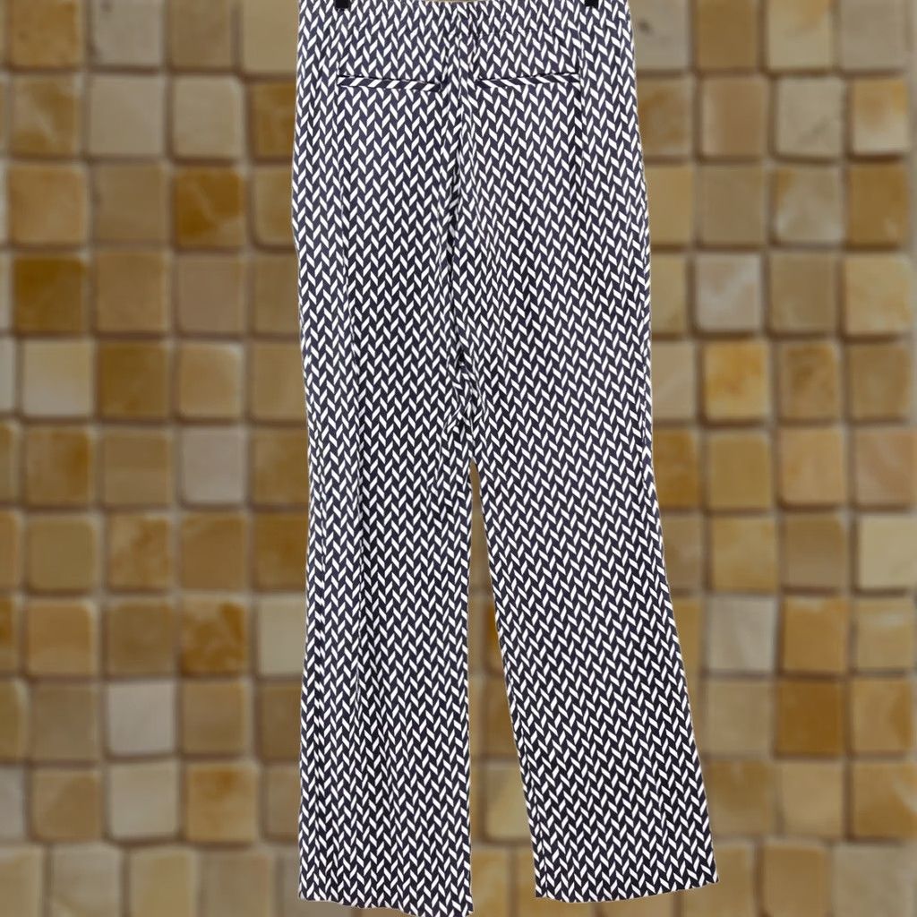 Theory Theory Women's Silk Pull-On Geometric Print Pants Navy Sz 4 Size 27" / US 4 / IT 40 - 1 Thumbnail
