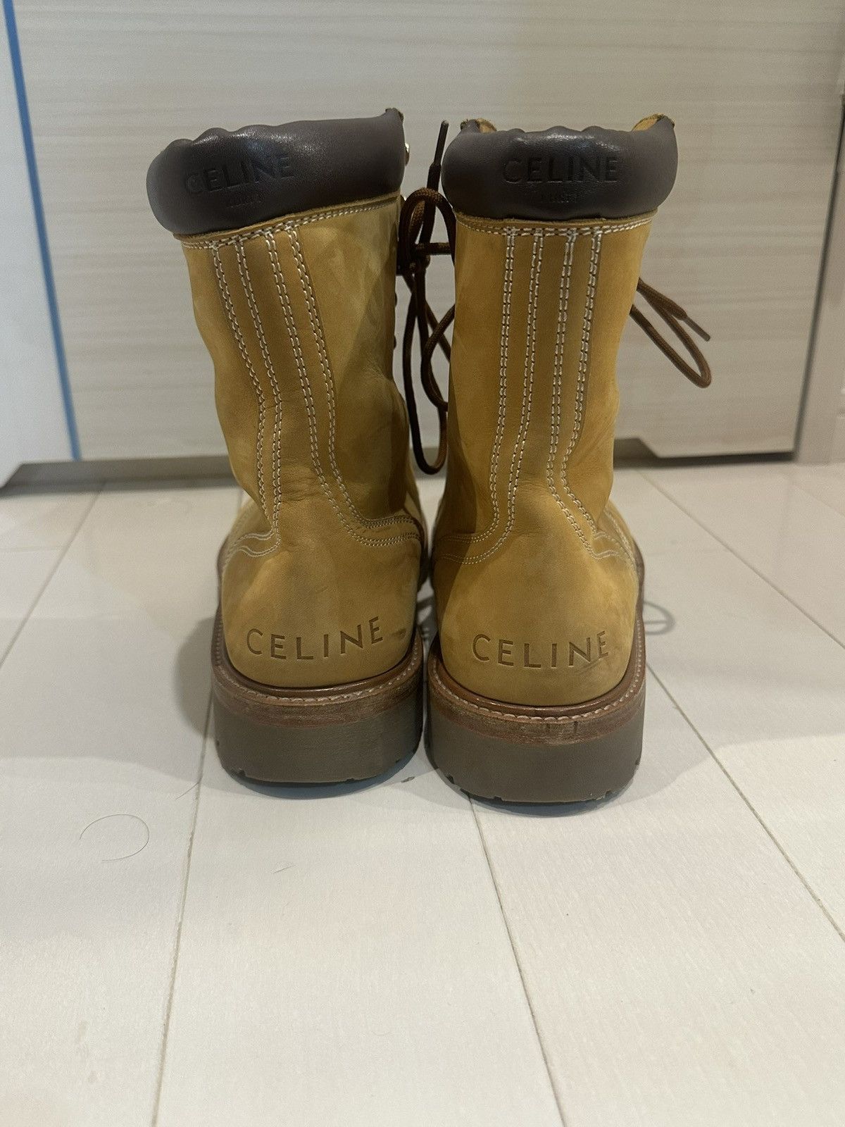 Celine CELINE 21AW KURT 01 High Lace-Up Boots 45 Wheat Nubuck Size US 11.5 / EU 44-45 - 7 Thumbnail