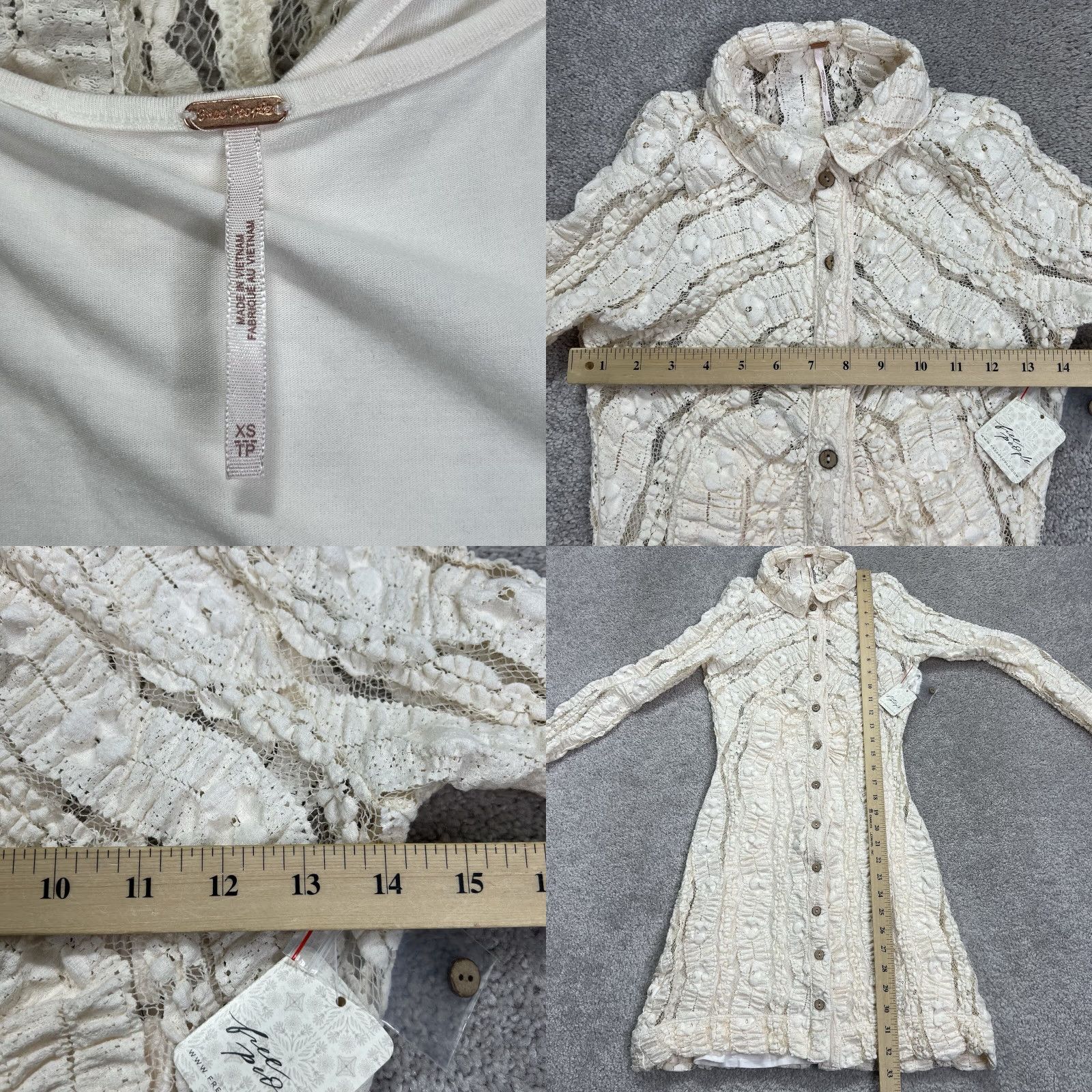 VINTAGE? No  Free People Shayla Lace Mini Dress XS Long Sleeve Button Down  Ivory NWT Shirt Dress Women XS Bohemian Dress Lace Send? - stein-coach.com