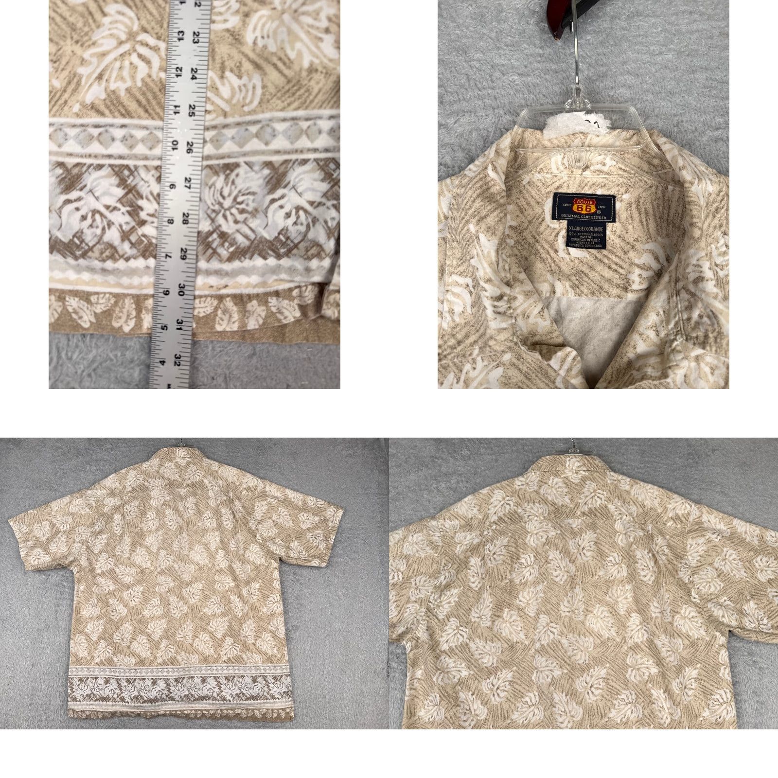 Route 66 VINTAGE Route 66 Shirt Men Extra Large Beige Floral Leaf Button Up Hawaiian 100% Cotton Size US XL / EU 56 / 4 - 9 Thumbnail