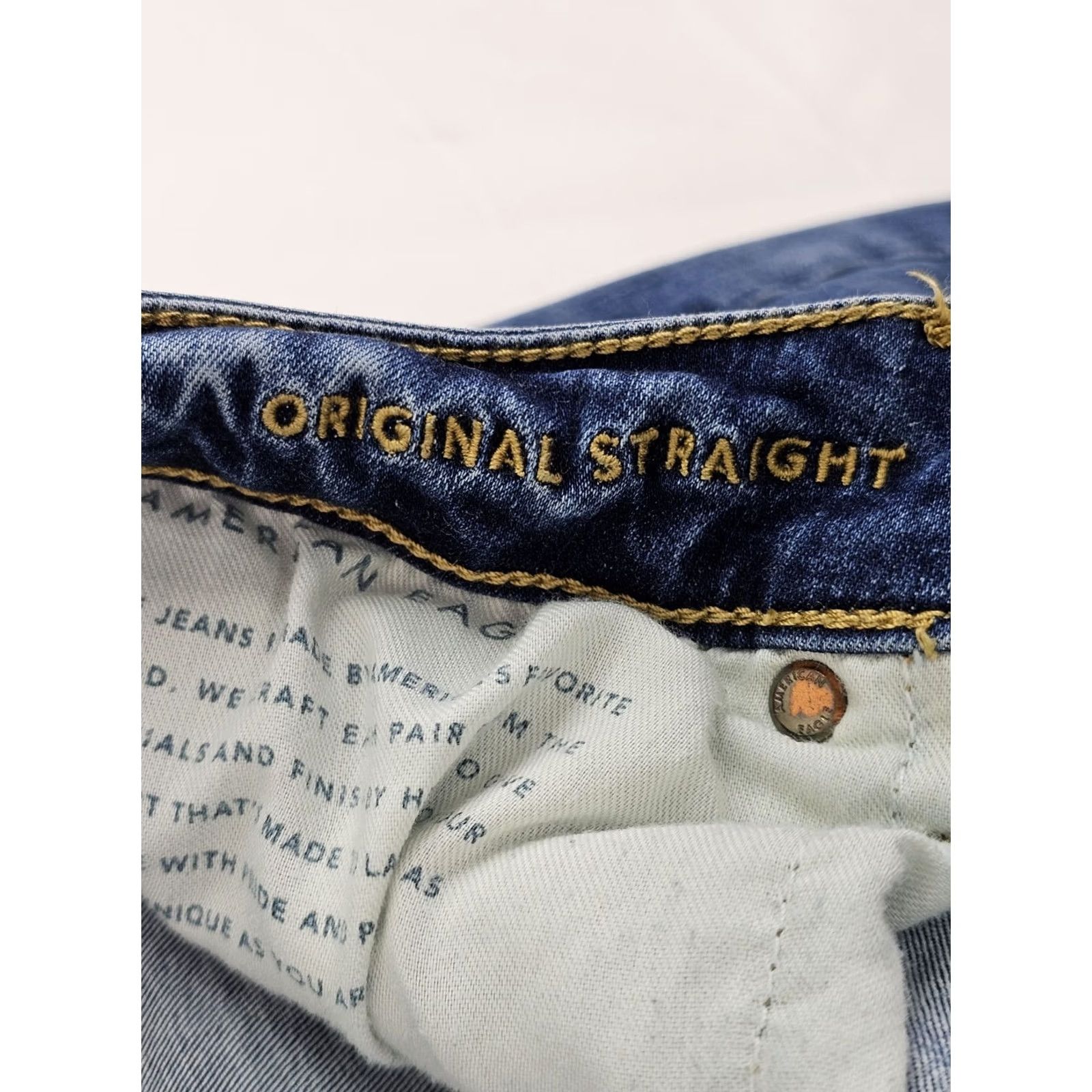 American Eagle Outfitters VINTAGE American Eagle Original Straight Jeans Men 31x32 Blue Denim Stretch 5-Pocket Regular Waist 31 Inseam 30 MPN 54485 Size US 31 - 7 Thumbnail