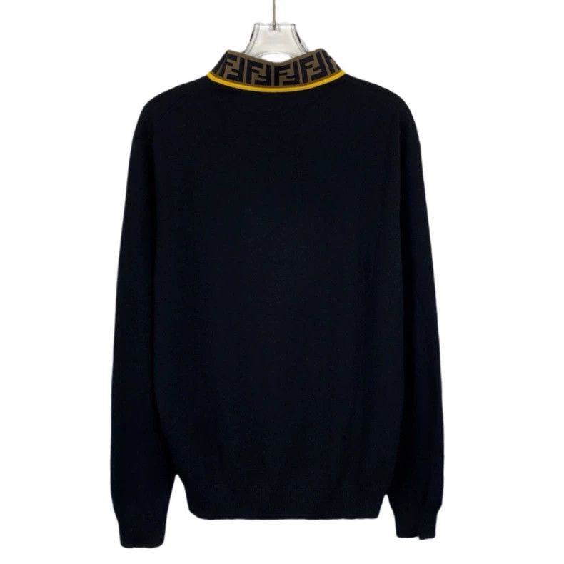 Fendi Fendi Black Logo Wool Long Sleeve Knit Sweater Size US M / EU 48-50 / 2 - 2 Thumbnail