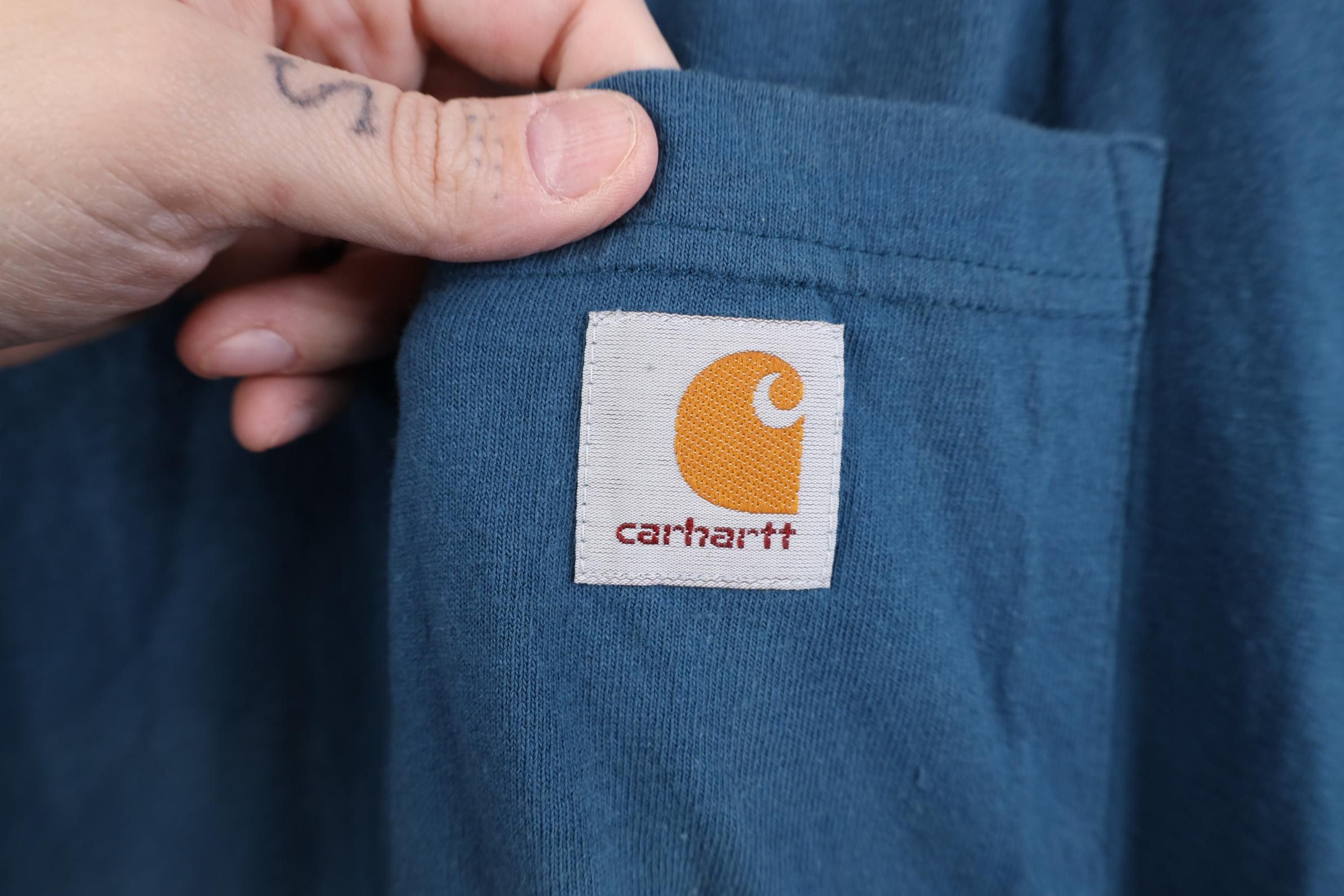 Carhartt Y2K Carhartt Spell Out Heavyweight Pocket T-Shirt Blue Size US L / EU 52-54 / 3 - 5 Thumbnail