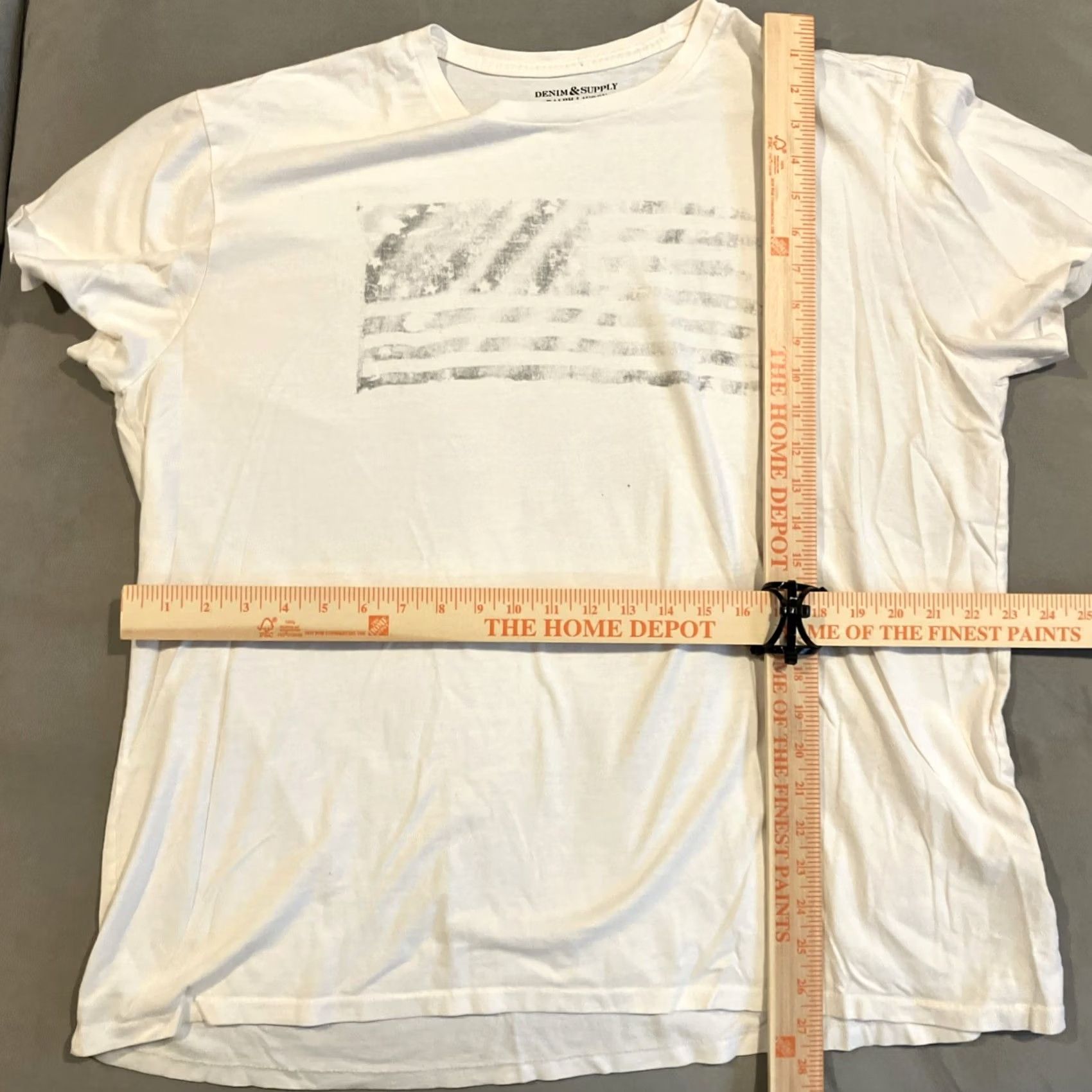 Ralph Lauren VINTAGE Denim & Supply Ralph Lauren T Shirt XL Ivory Cotton Short Sleeve Crew Neck Muted American Flag Graphic Print Men Mens Size US XL / EU 56 / 4 - 4 Thumbnail