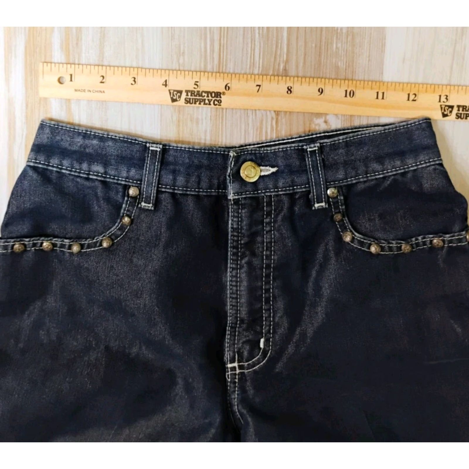 Vintage VINTAGE Rockies Jeans Western 25x32 Women Blue Denim Studded Shimmer Relaxed 90s? No, wait. Size 42" / US 20 - 5 Thumbnail