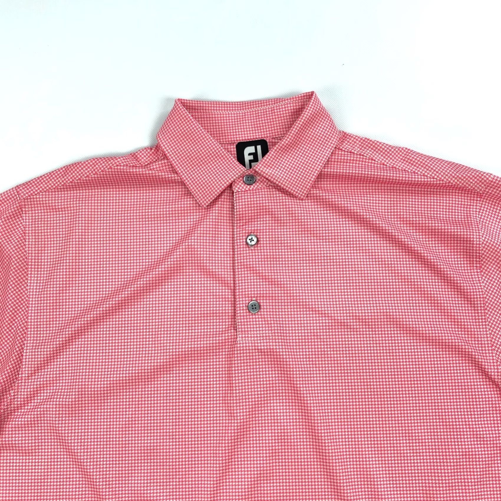 Footjoy FootJoy Polo Shirt Men L Pink Houndstooth Shadow Ridge Golf Performance FJ Size US L / EU 52-54 / 3 - 3 Thumbnail