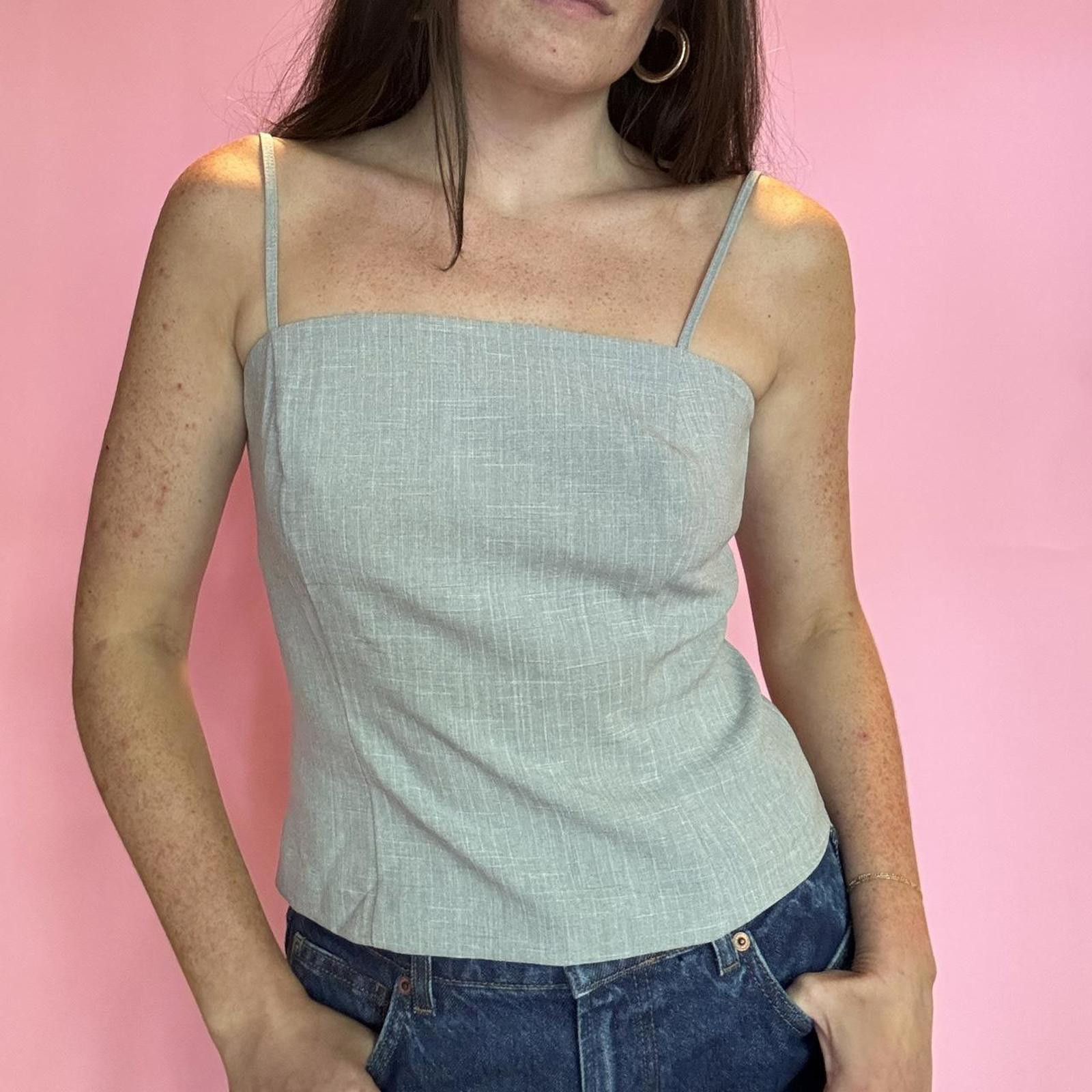 Vintage 1990S PINSTRIPE TANK TOP Size M / US 6-8 / IT 42-44 - 2 Thumbnail