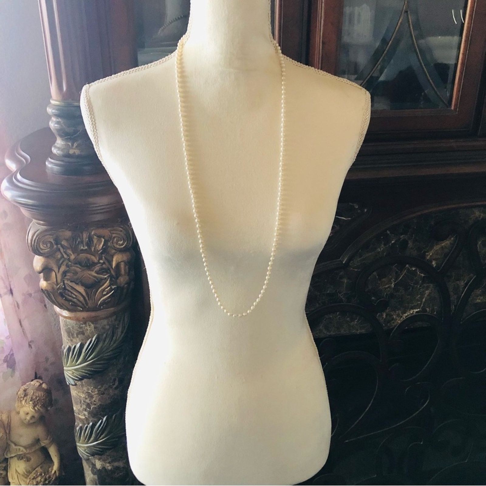 Vintage Vintage hand knotted cream glass pearl necklace Size ONE SIZE - 5 Thumbnail