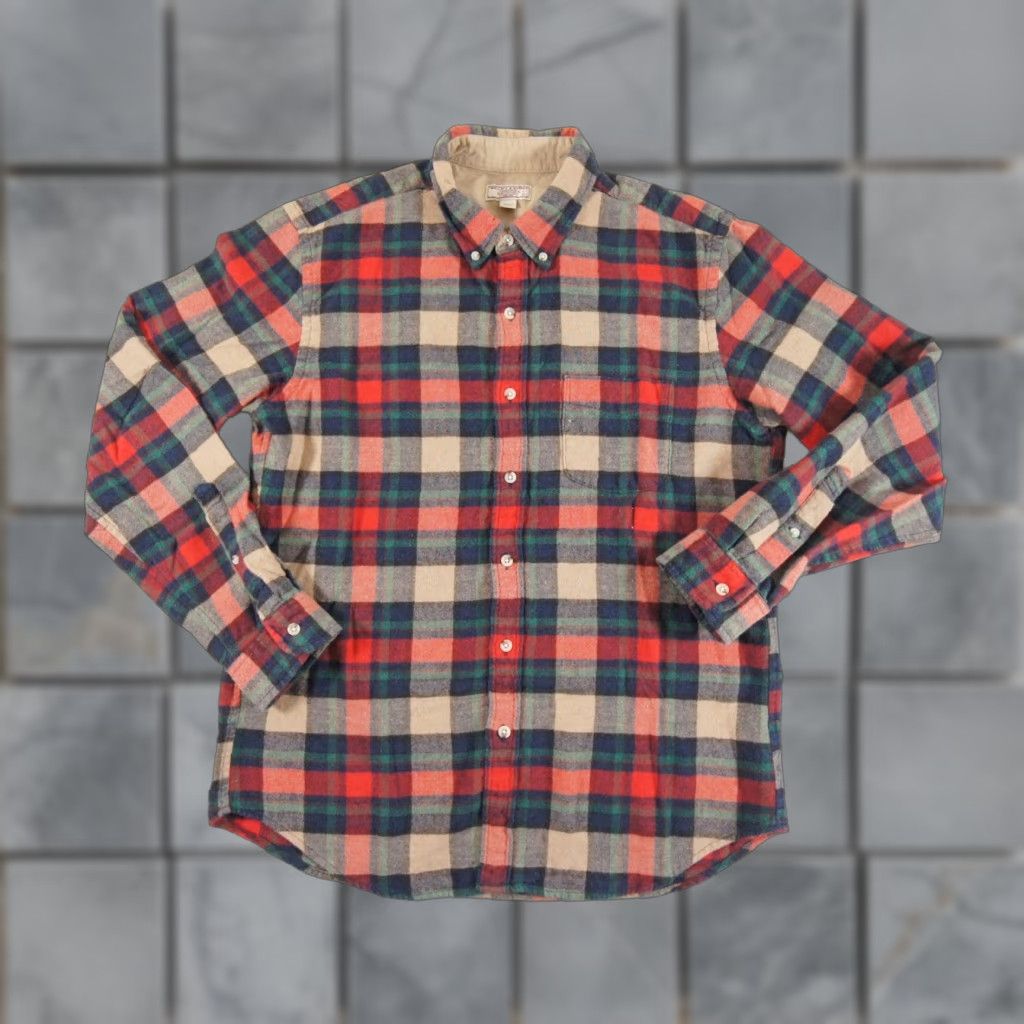 Wallace & Barnes Wallace & Barnes Shirt Men Large Wool Blend Plaid Button-Down Flannel Knit Cotton Multi-Color Long Sleeve Casual Button-Up Size US L / EU 52-54 / 3 - 1 Thumbnail