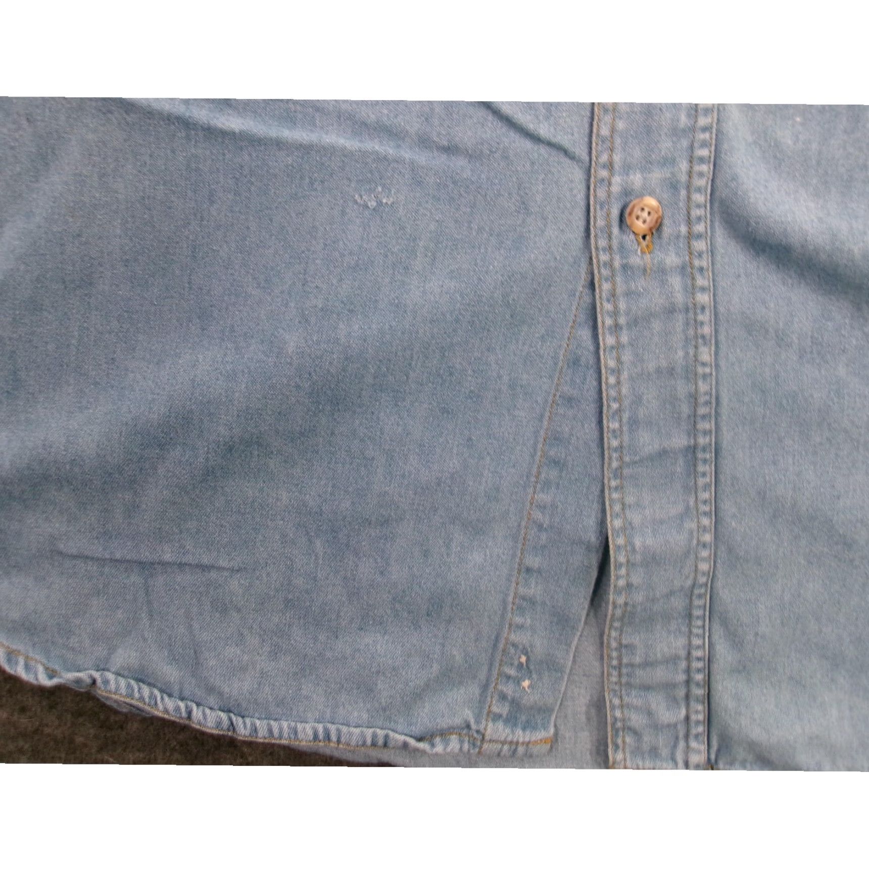 Denime RUGGER Button-Up Shirt Mens XL Blue Denim Long Sleeve Band Collar Embroidered Logo Casual Workwear Size US XL / EU 56 / 4 - 7 Thumbnail