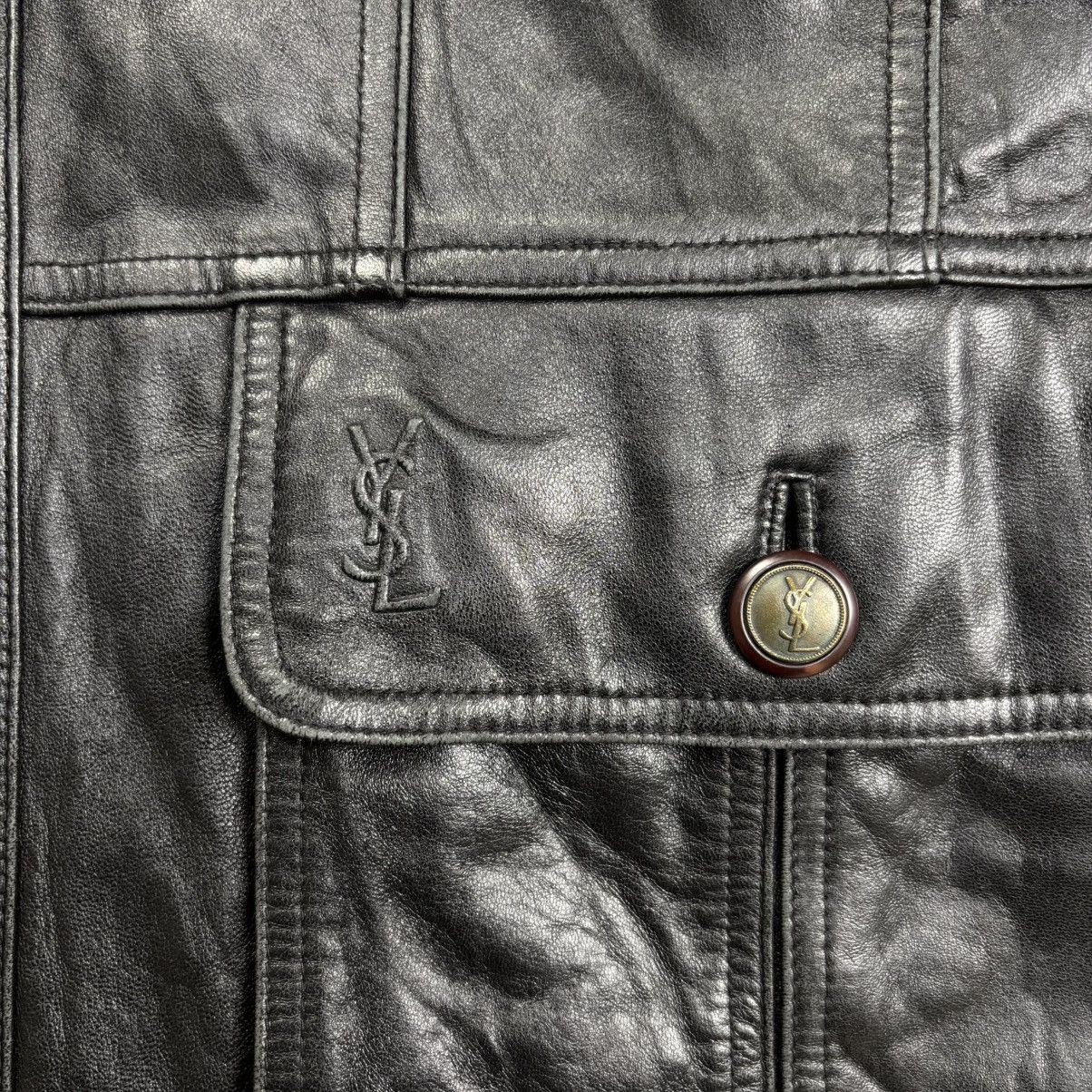 Yves Saint Laurent Vintage 90s Yves saint laurent embossed logo leather jacket Size US M / EU 48-50 / 2 - 2 Thumbnail