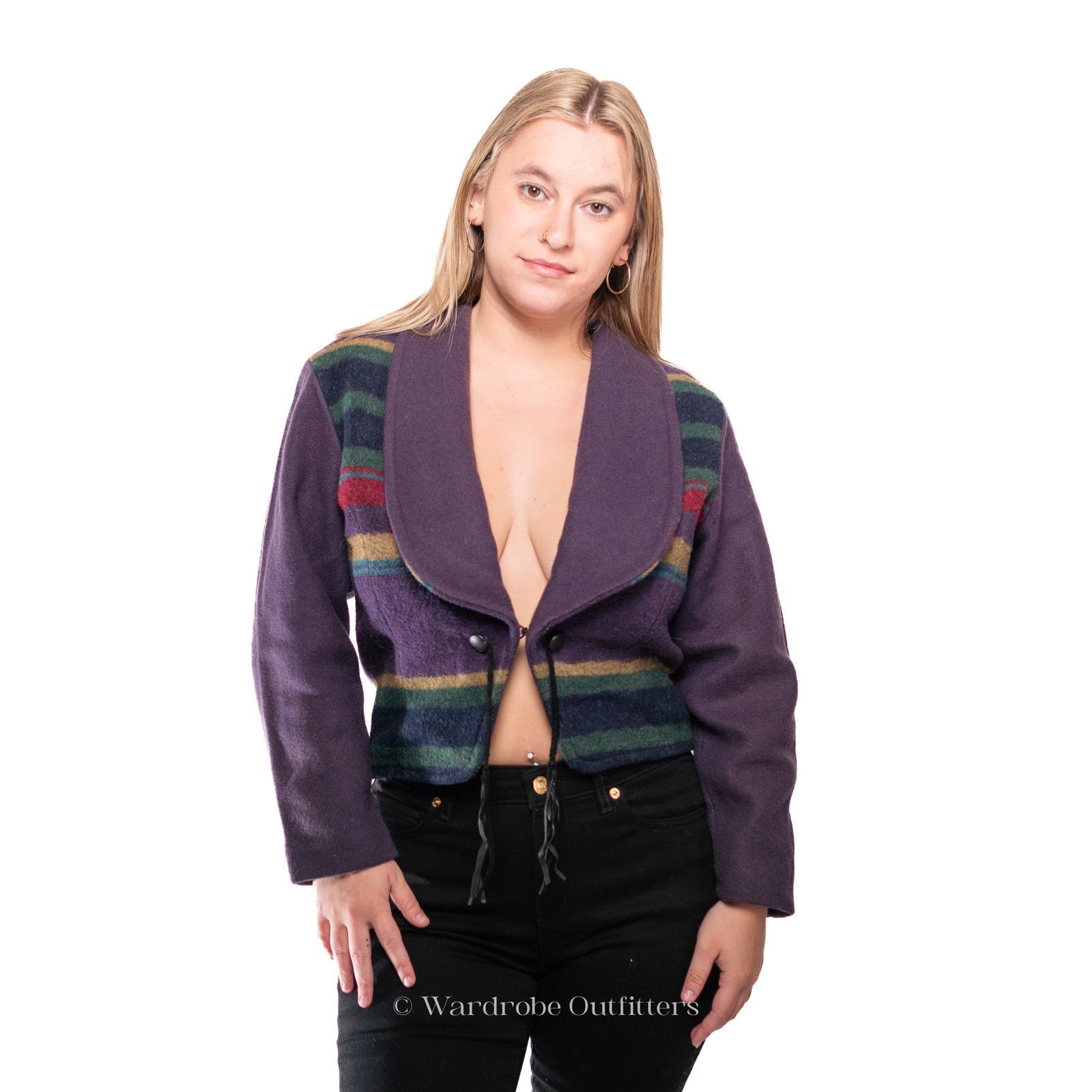 Vintage Vintage Wool 80's Western Striped Jacket - S Size S / US 4 / IT 40 - 2 Thumbnail