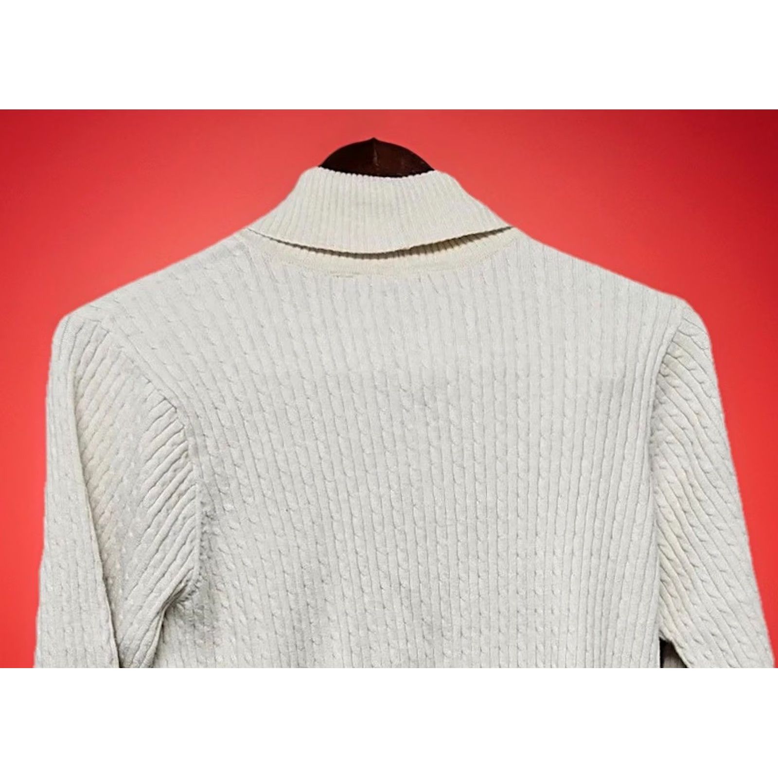 Vintage JEANNE PIERRE Cream Cable Knit Turtleneck Sweater 1X Women Classic Pullover Knit Size XL / US 12-14 / IT 48-50 - 6 Thumbnail