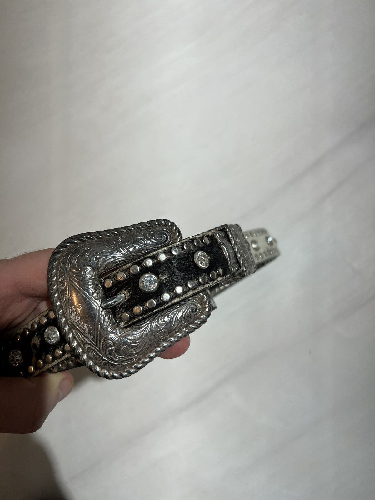 Hysteric Glamour × If Six Was Nine × Vintage Vintage Mohair / Fuzzy Y2K Leather Belt BB Simon style Size 28 - 12 Thumbnail