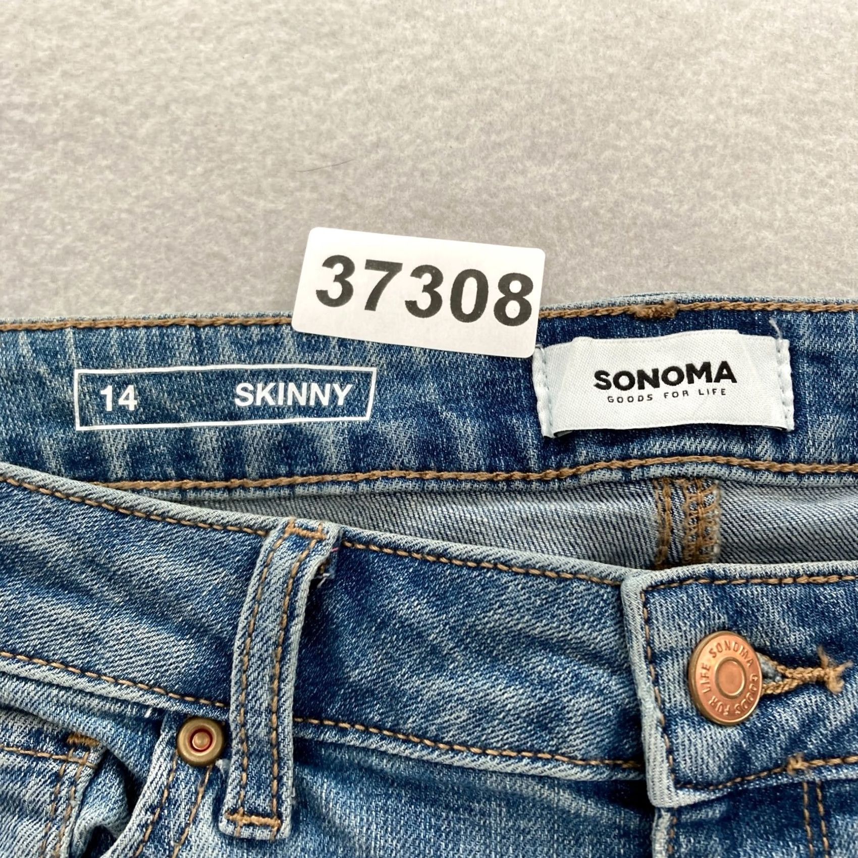 Denime Sonoma Jeans Women's 14 Blue Stretch Denim Distressed Mid Rise Skinny Supersoft Denim Jeans Size 36" / US 14 / IT 50 - 4 Thumbnail