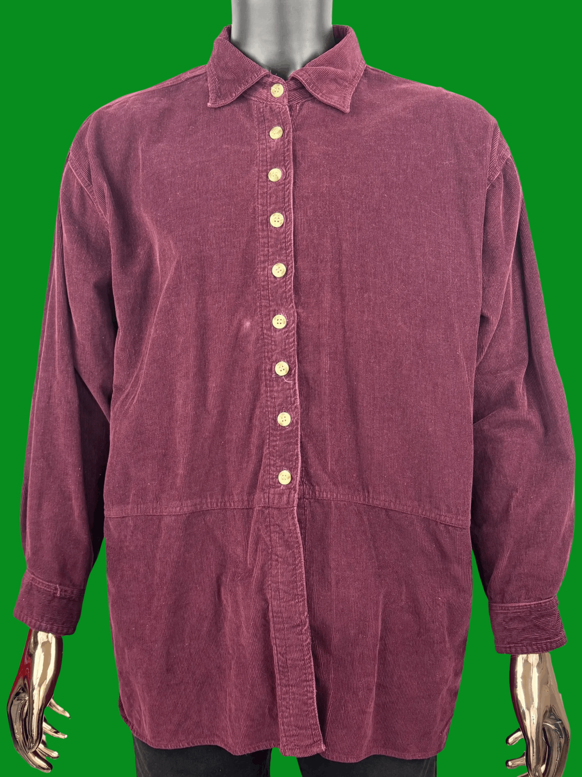 Vintage VTG Womens Cotton Express Corduroy Button Up Shirt Size XL / US 12-14 / IT 48-50 - 2 Thumbnail