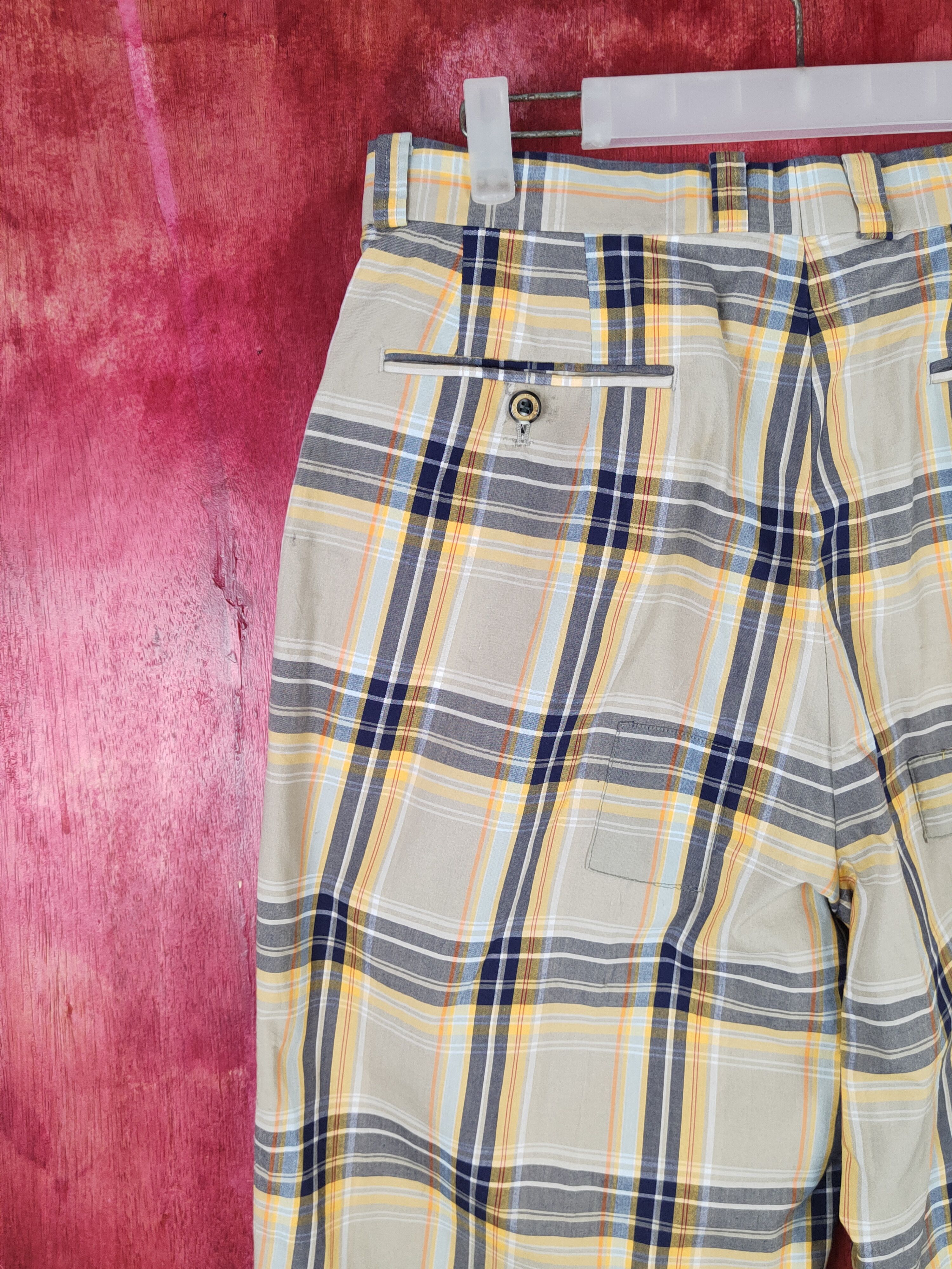 Kenzo Kenzo Golf Yellow Blue checkered Casual Pants #S1348 Size US 32 / EU 48 - 8 Thumbnail