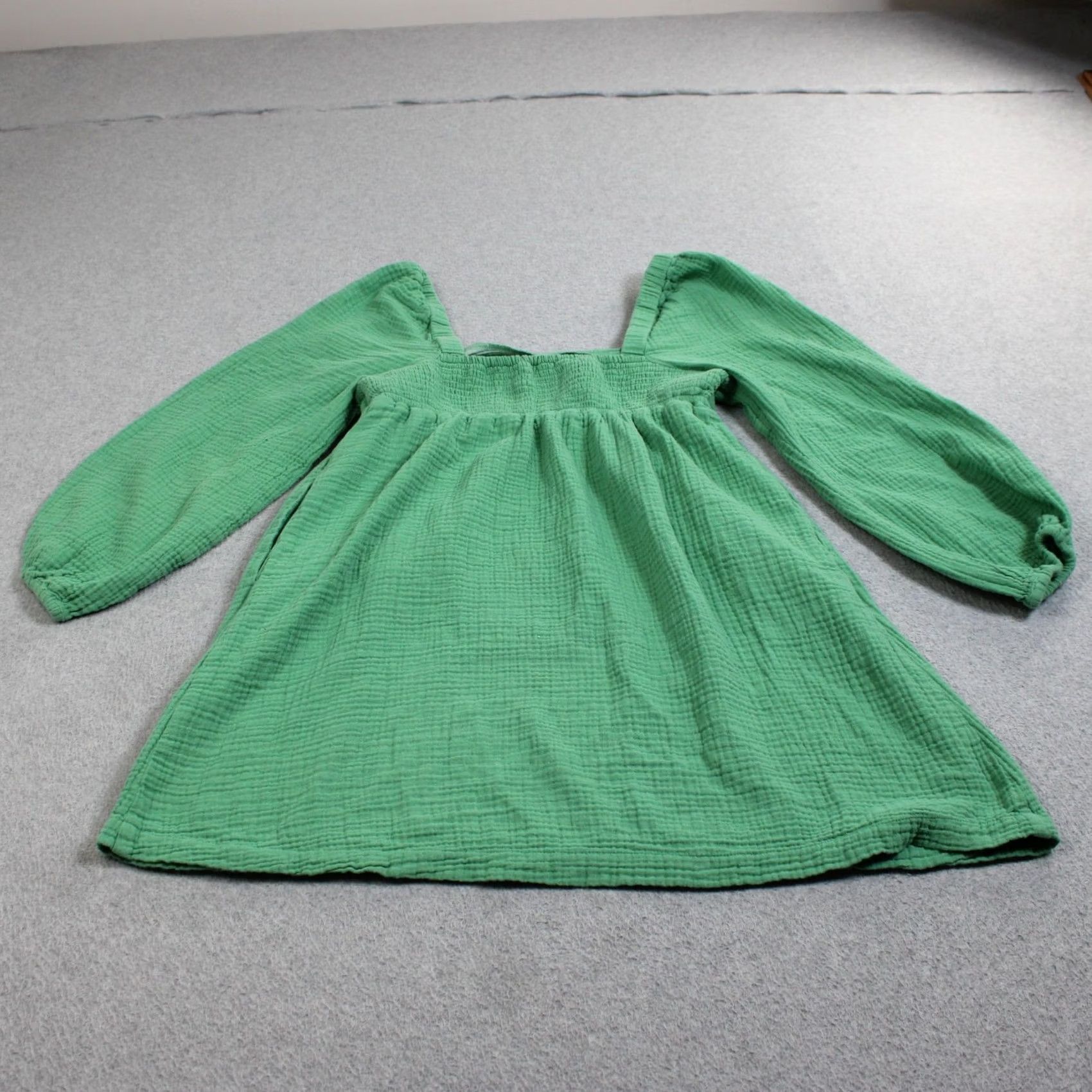 J.Crew J Crew Green Gauze Square Neck Puff Sleeve Boho Peasant Tunic Dress Women XS Size XS / US 0-2 / IT 36-38 - 2 Thumbnail