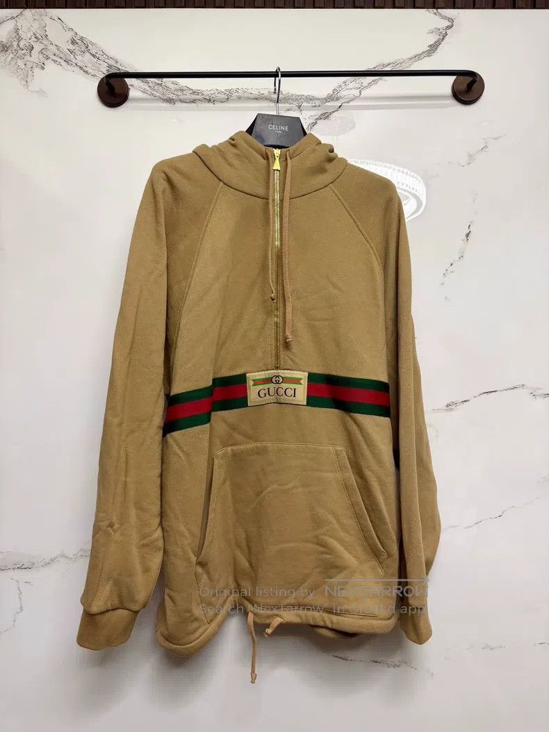 Gucci Guicci Khaki half-zip hooded sweater Size US S / EU 44-46 / 1 - 1 Thumbnail