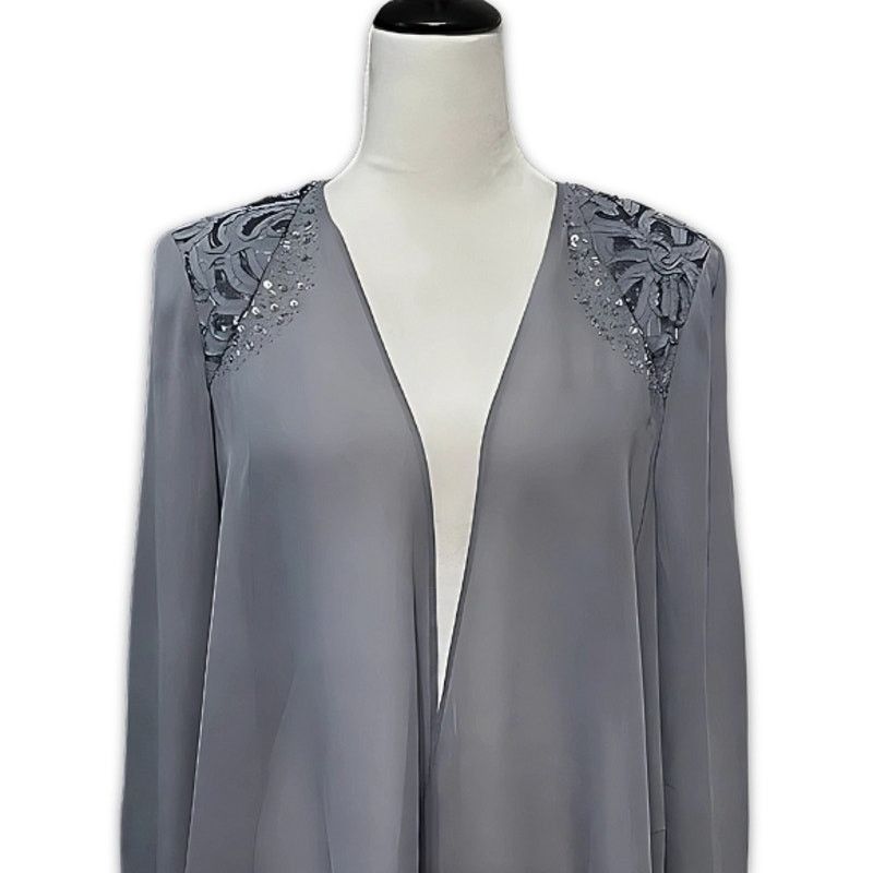Other SLNY Jacket Waist-Length Open Front Sequin Beaded Blue 10 Size L / US 10 / IT 46 - 2 Thumbnail