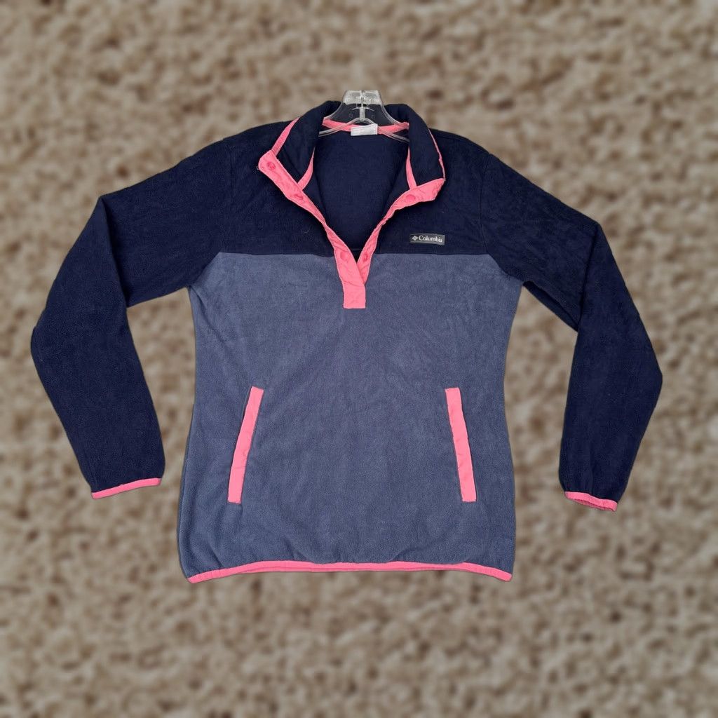 Vintage Columbia Sweater Womens Small Blue Fleece Quarter Snap Pockets Size S / US 4 / IT 40 - 1 Thumbnail