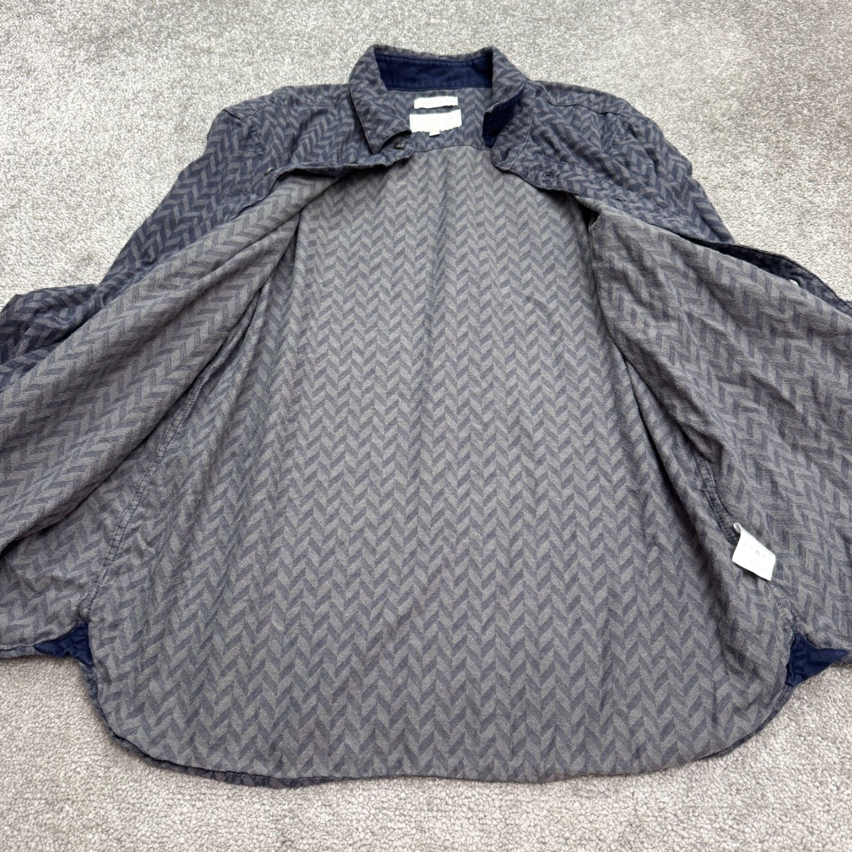 Peregrine Peregrine Shirt Men 2XL Button-Up Geometric Navy Blue Cotton Workwear Casual Classic Modern Vintage: No Size US XXL / EU 58 / 5 - 5 Thumbnail