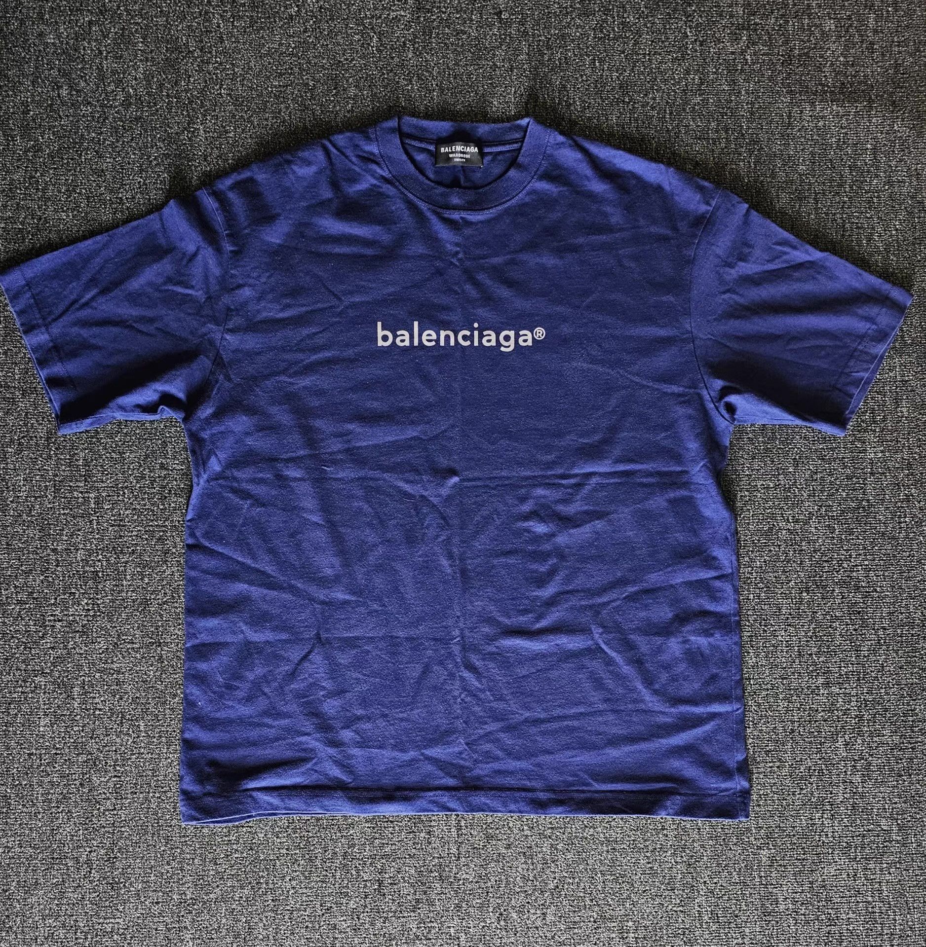BAL Balenciaga blue short-sleeve T-shirt, Size US L / EU 52-54 / 3 - 1 Thumbnail