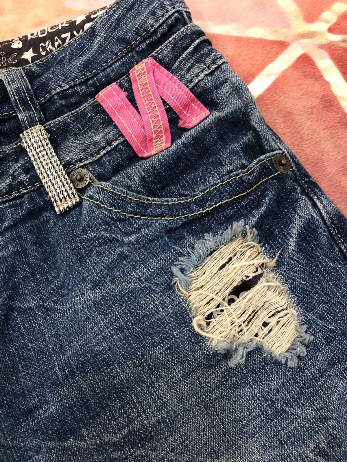 Japanese Brand × Seditionaries Vintage Colza Double Waist Distressed Faded Blue Jeans Size US 31 - 4 Thumbnail