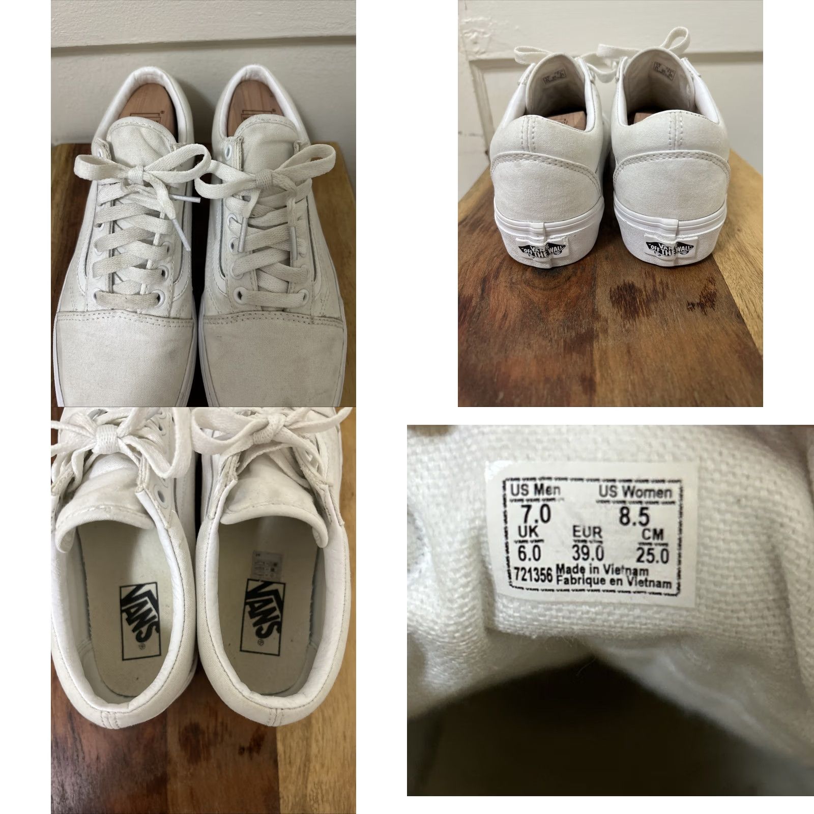 Vans VANS Old Skool Sneaker White Canvas Mens 7 / Womens 8.5 Skateboarding Shoes 721356 Size US 6 / IT 36 - 9 Thumbnail