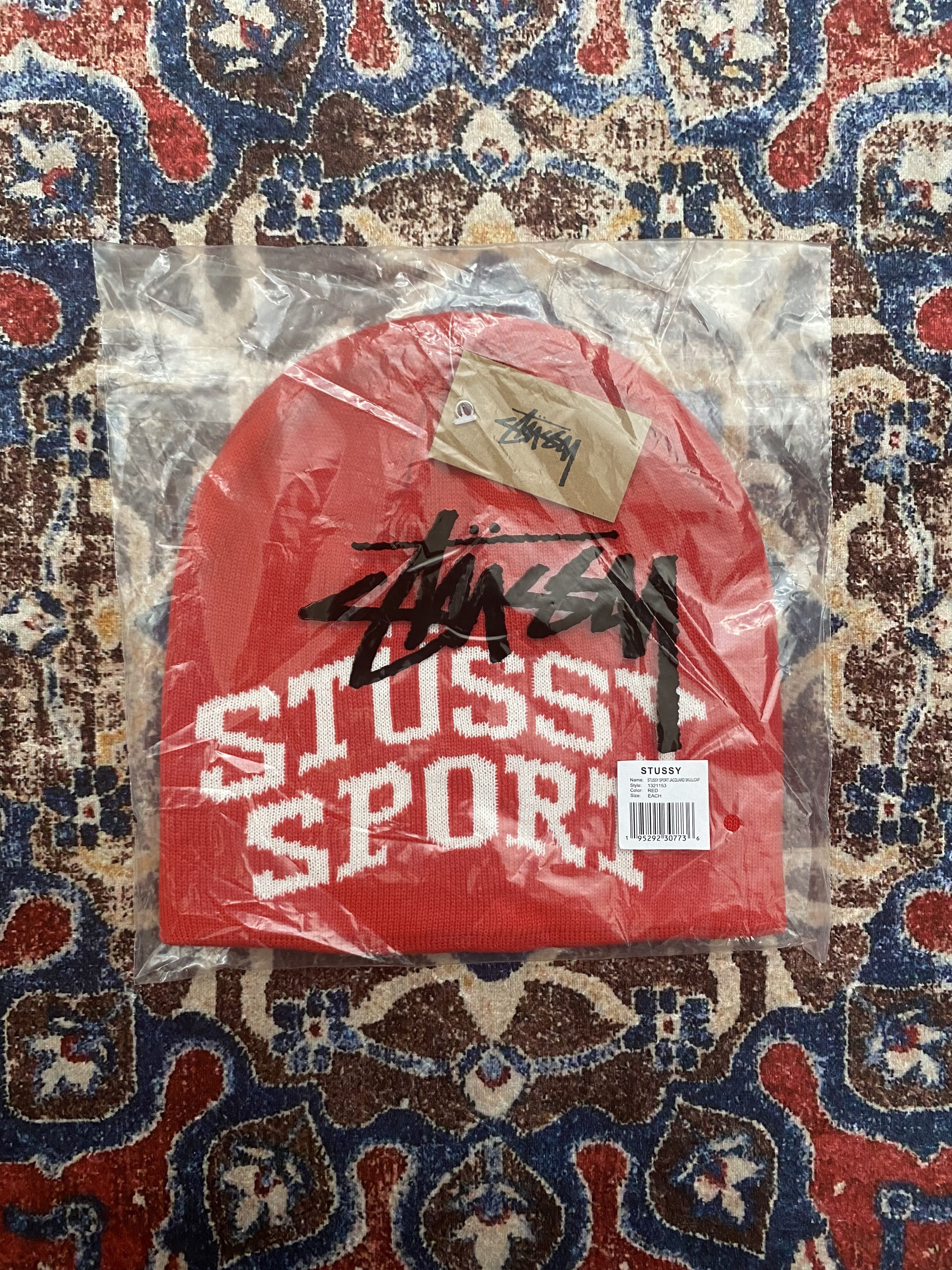 Stussy Stussy Sport Jacquard Skullcap - Red Size ONE SIZE - 4 Thumbnail