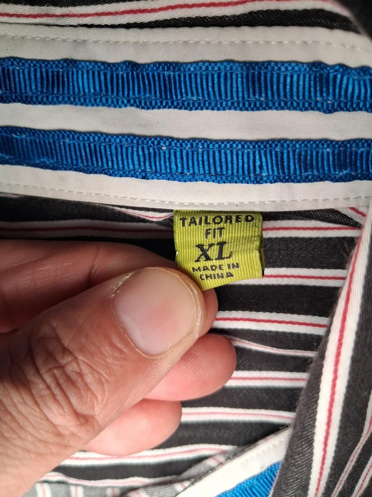 Robert Graham Robert Graham X Shirt Mens XL Black Striped Cotton Flip Cuff Size US XL / EU 56 / 4 - 3 Thumbnail