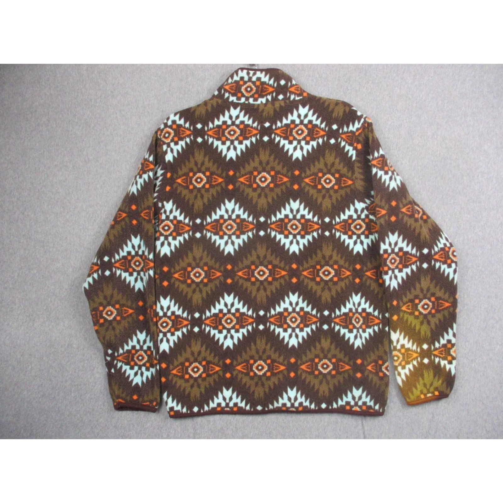Vintage Free Nature Fleece Pullover Mens Small Brown Aztec Southwest Snap Mock Neck Pullover Geometric Pattern Sweater Men's Brown Aztec Mock Neck Pullover Size US S / EU 44-46 / 1 - 7 Thumbnail