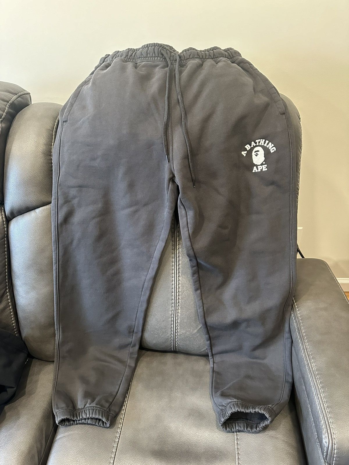 image of Bape College One Point Overdye Sweat Pants in Black, Men's (Size 36)