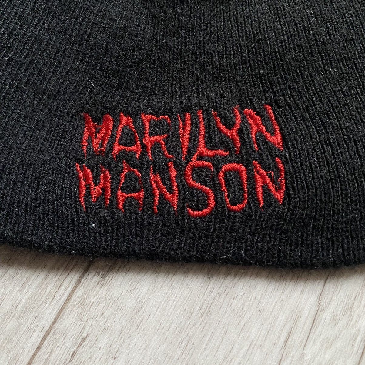 Band Tees VINTAGE MARILYN MANSON BLACK BEANIE HAT Size ONE SIZE - 3 Thumbnail