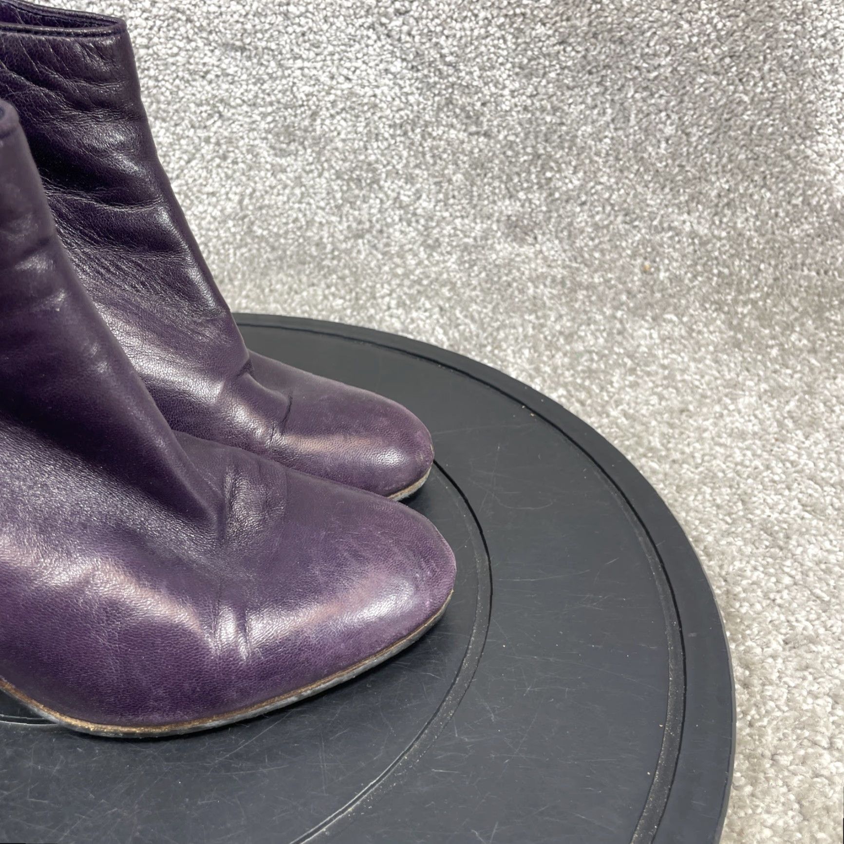 Dries Van Noten VINTAGE Dries Van Noten Leather Bootie Womens Size 37 EU 6.5 US Purple Ankle Block Heel Zip Shoes Size US 6.5 / IT 36.5 - 2 Thumbnail