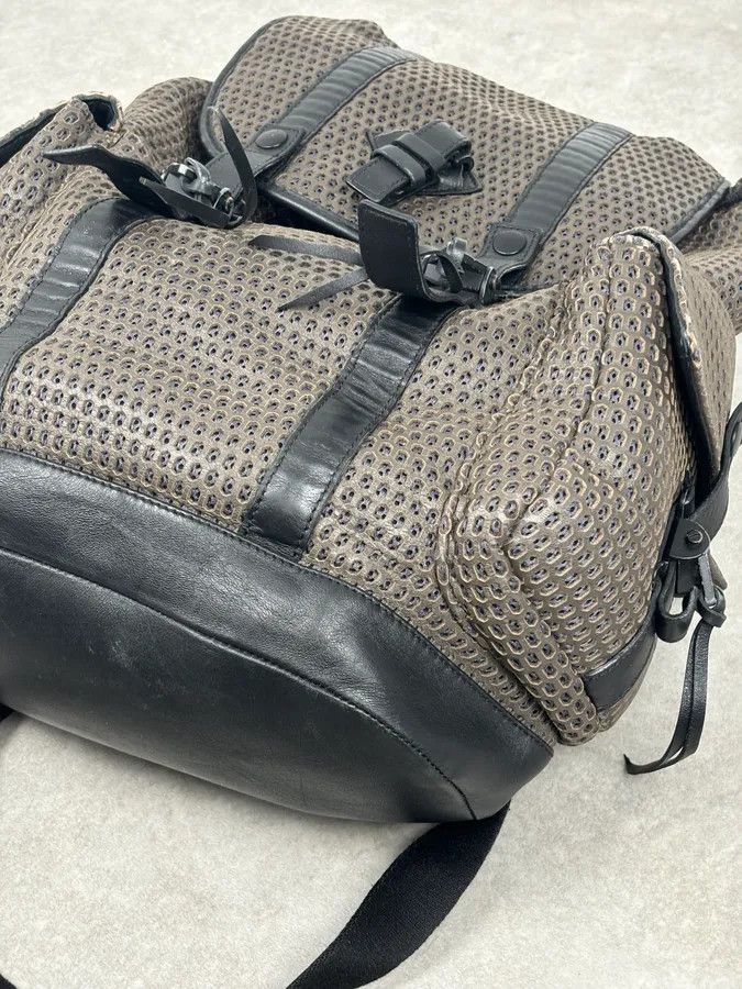 Emporio Armani FW2013 Emporio Armani Taupe Grey Perfored Leather Multi-Pocket Backpack Size ONE SIZE - 5 Thumbnail